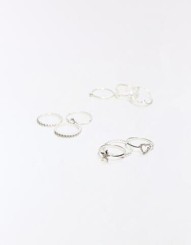 Pack of 9 delicate rings — Silver 2
