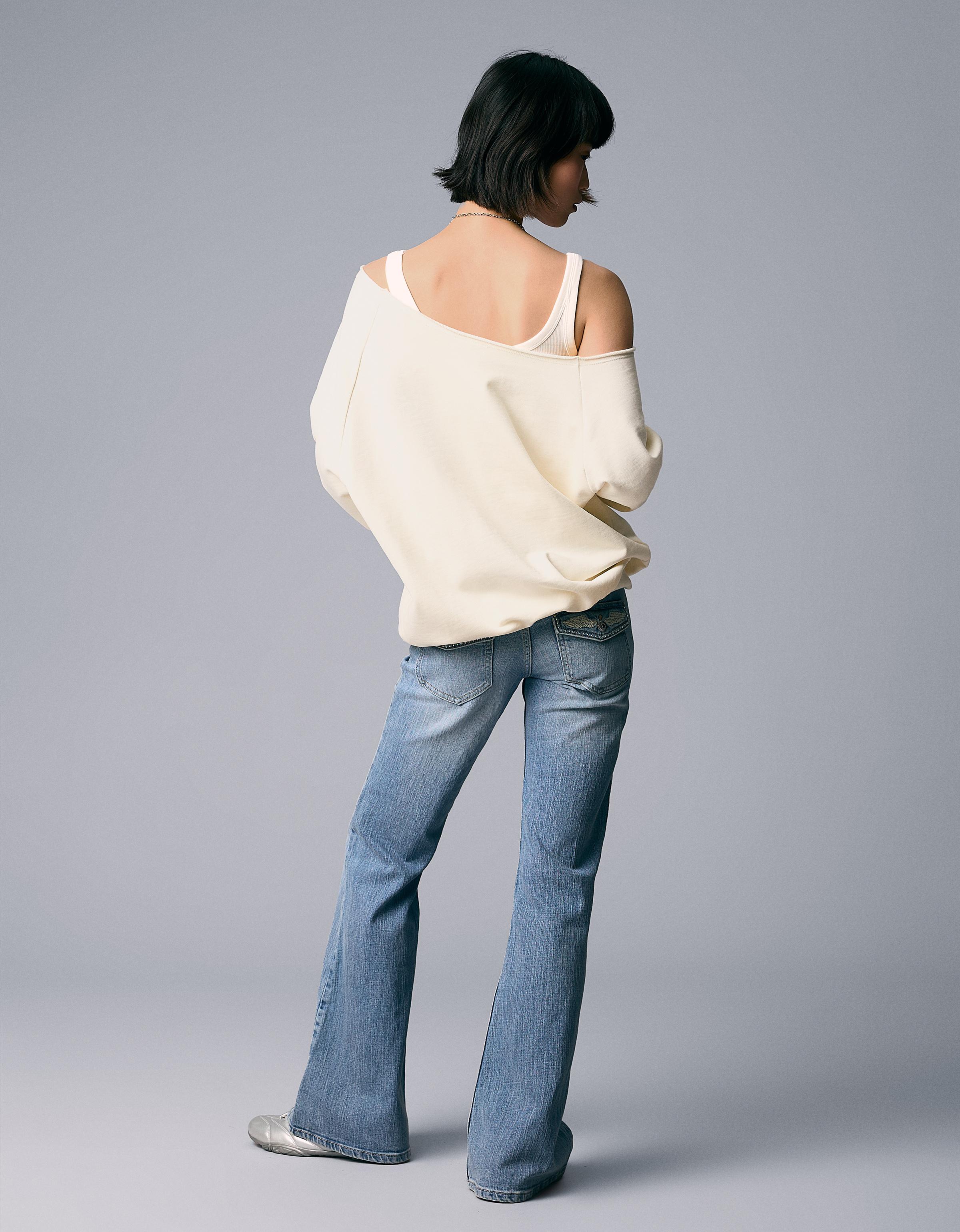 Düşük bel nakışlı flare fit jean - Görsel 21