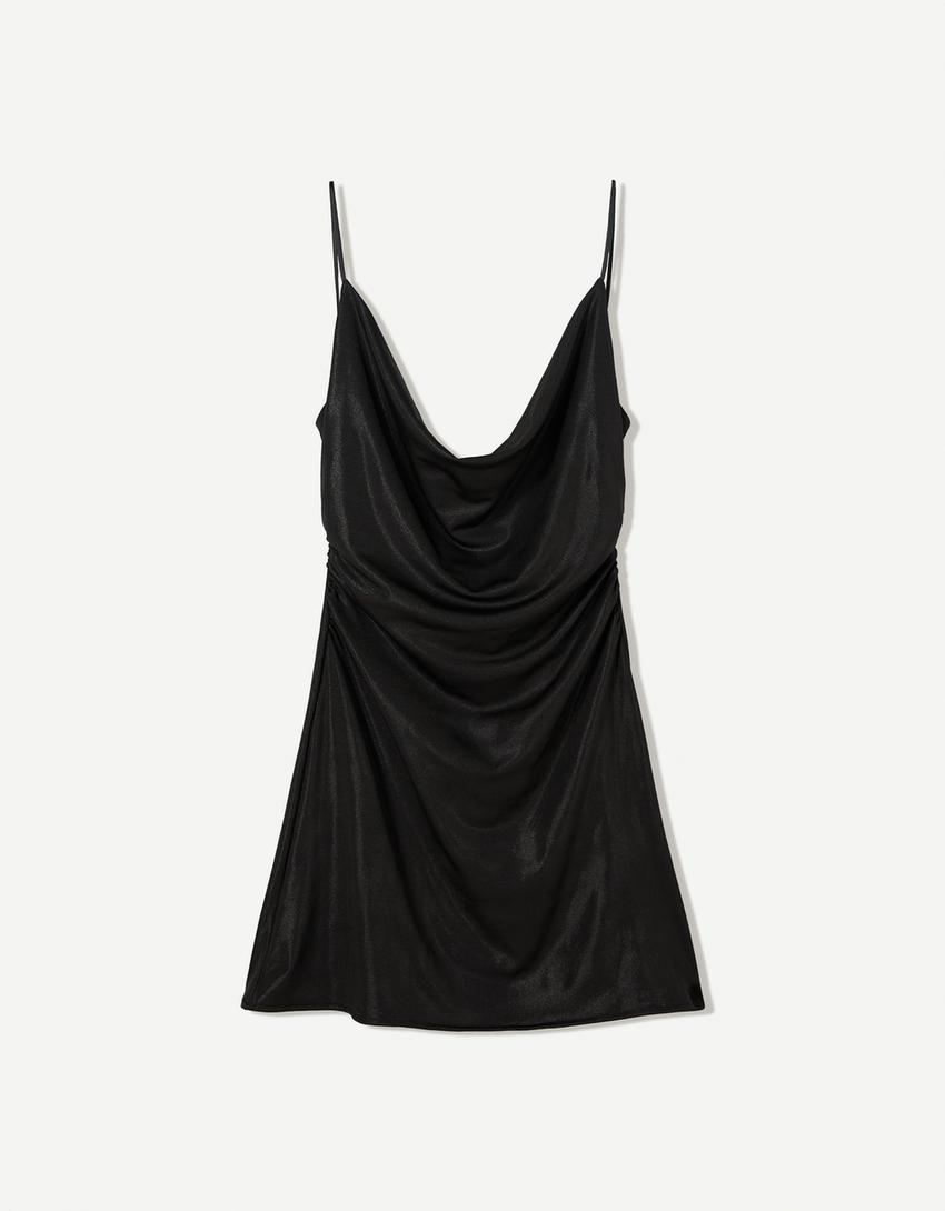 Vestito mini spalline brillante-Nero
