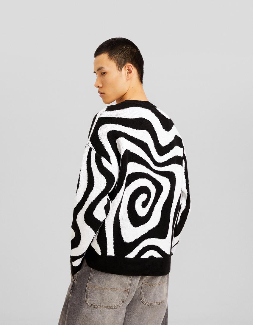 سويتر بطبعة-أبيض / أسود-1