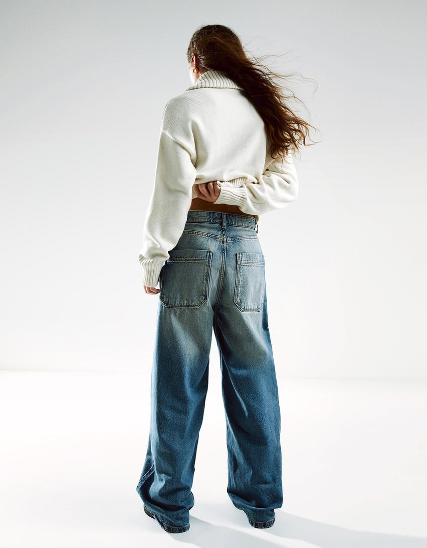 Jean super baggy-Bleu lavé-1