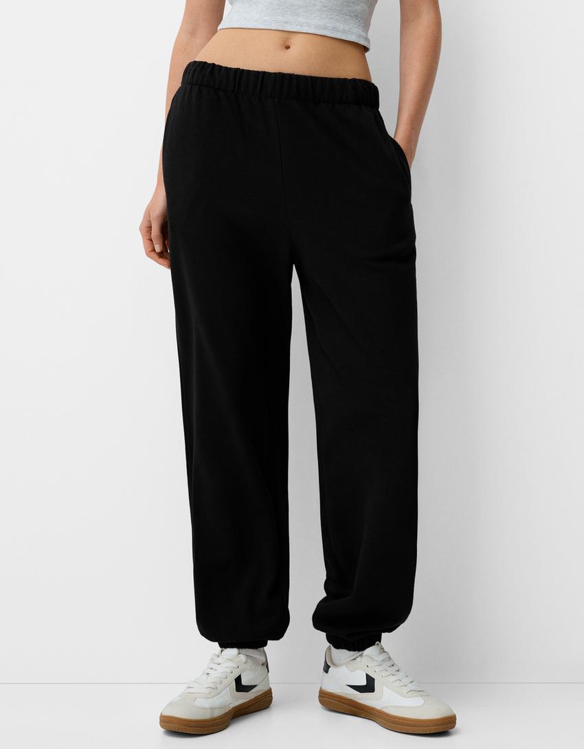 Pantalon jogger en molleton-Noir-1