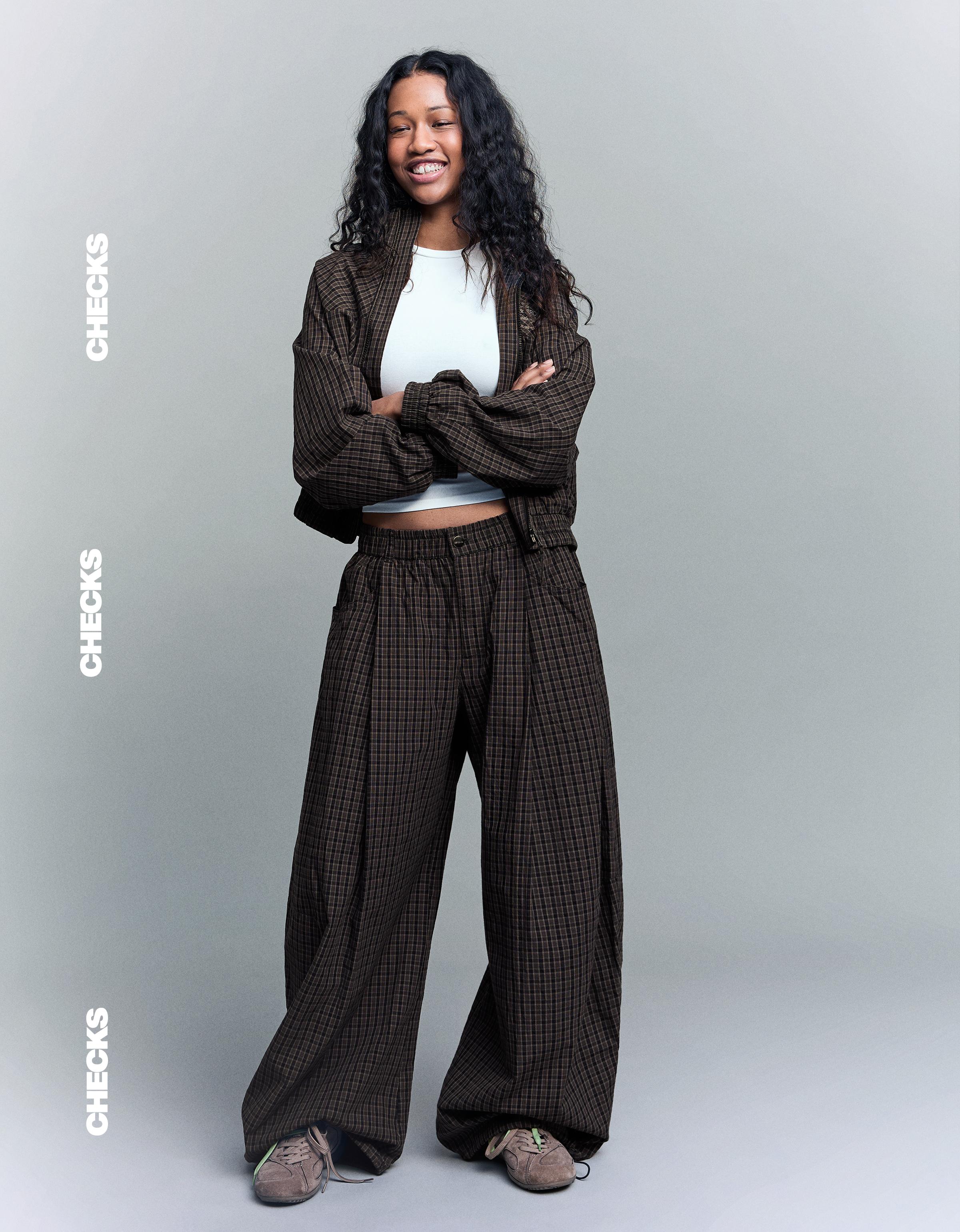 Kareli paraşüt pantolon - Görsel 12