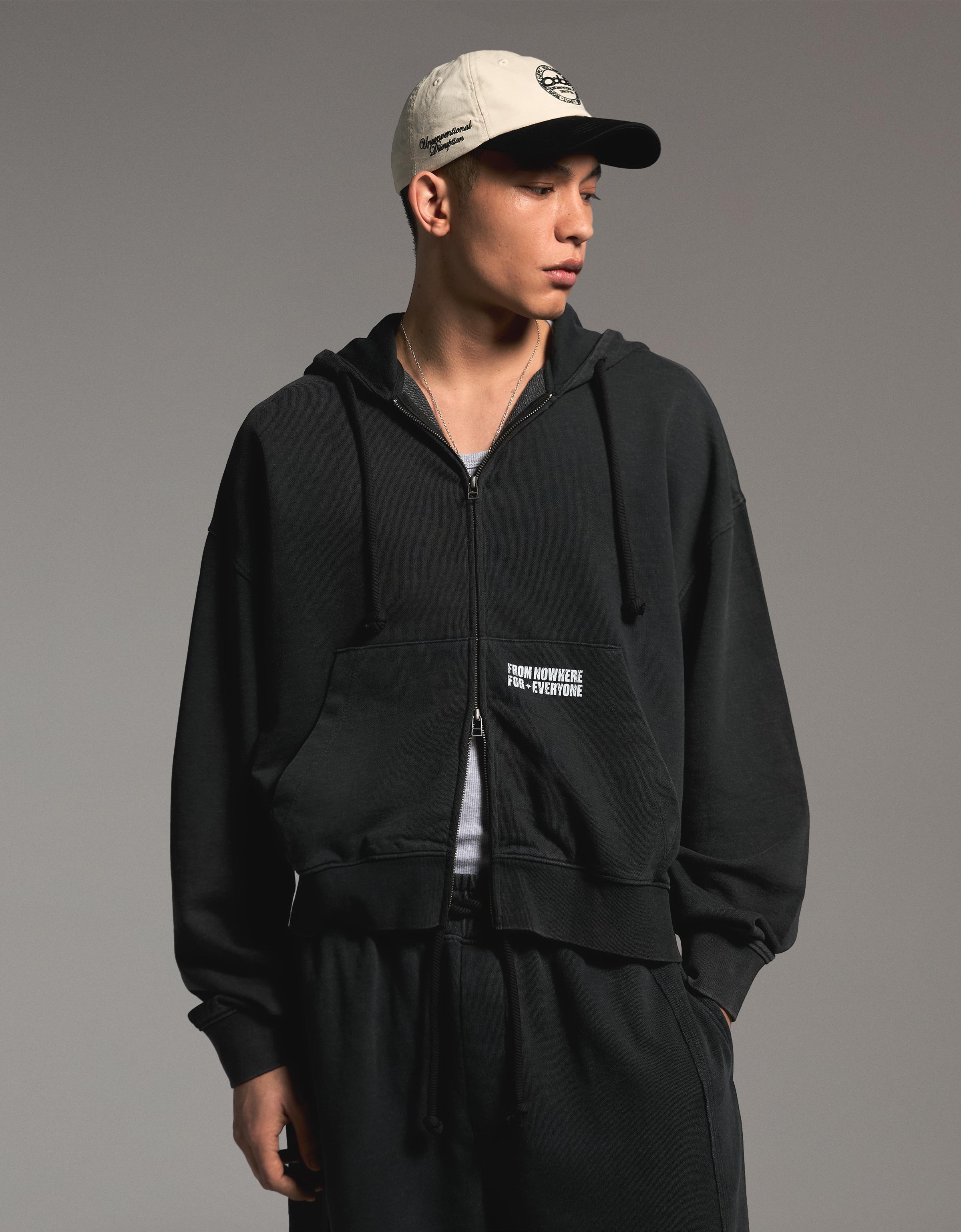 Fermuarlı boxy fit baskılı sweatshirt - Görsel 28