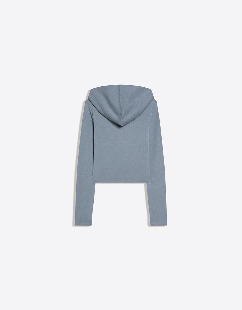 Draped jacket with hood-Grey