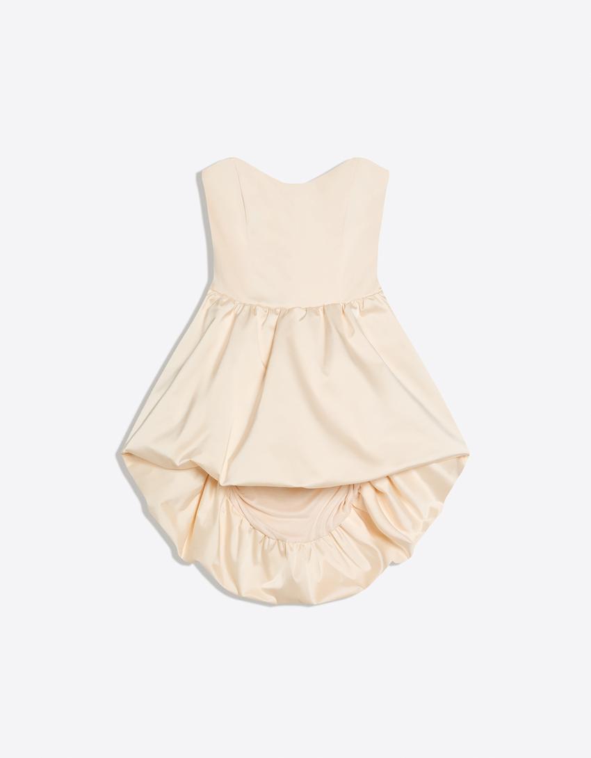 Satin bustier dress-Cream
