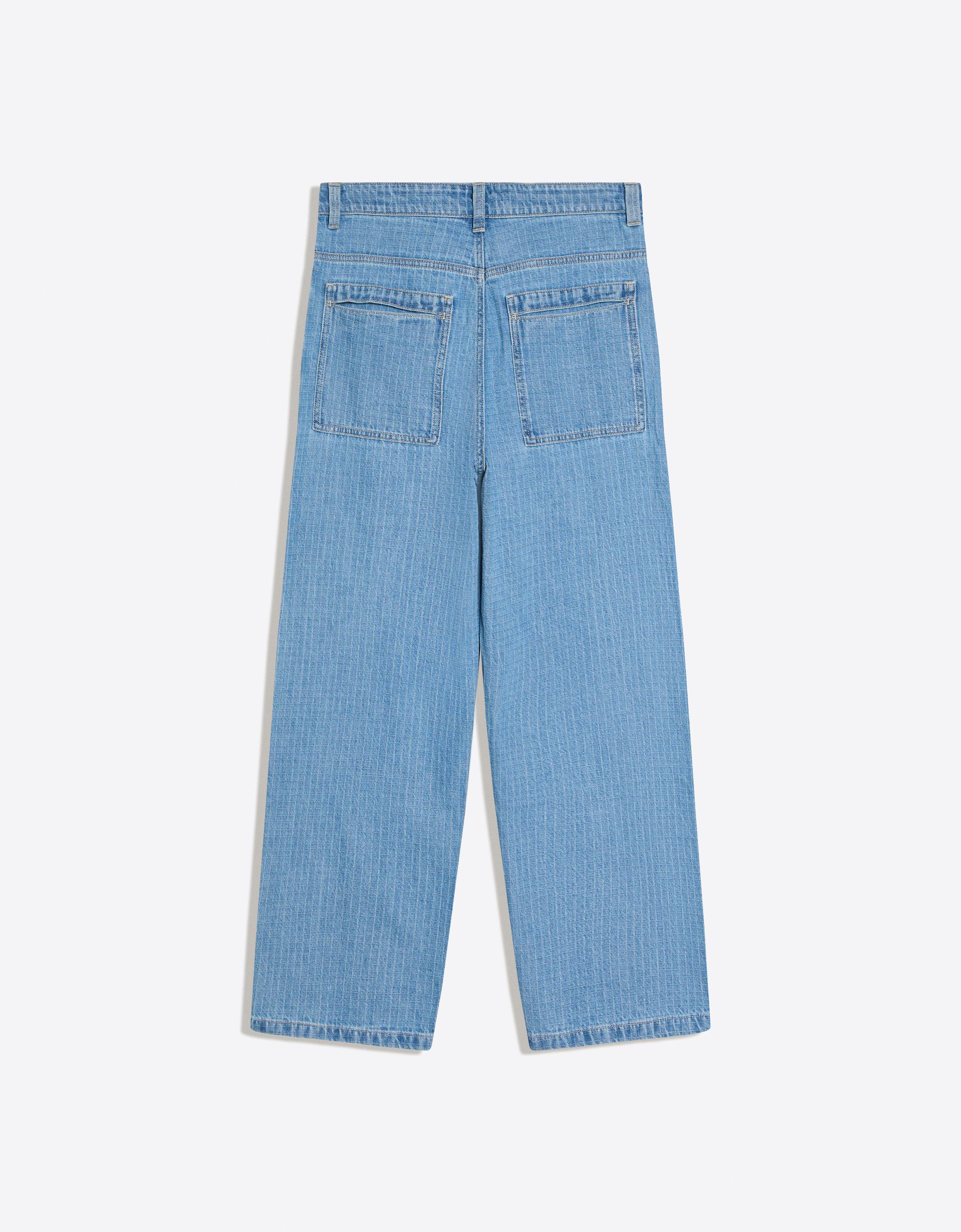 Textured check jeans — Light blue