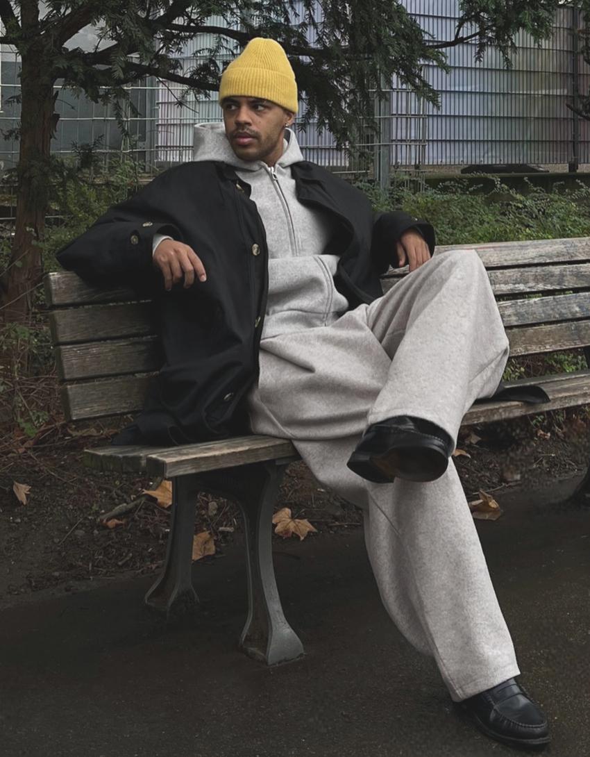 Ballonhose mit Bundfalten-Grau