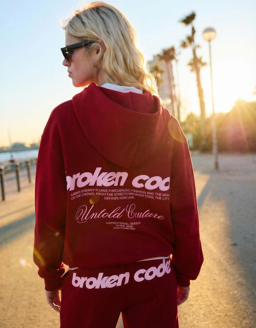 Kapuzenpullover mit Print-Rot