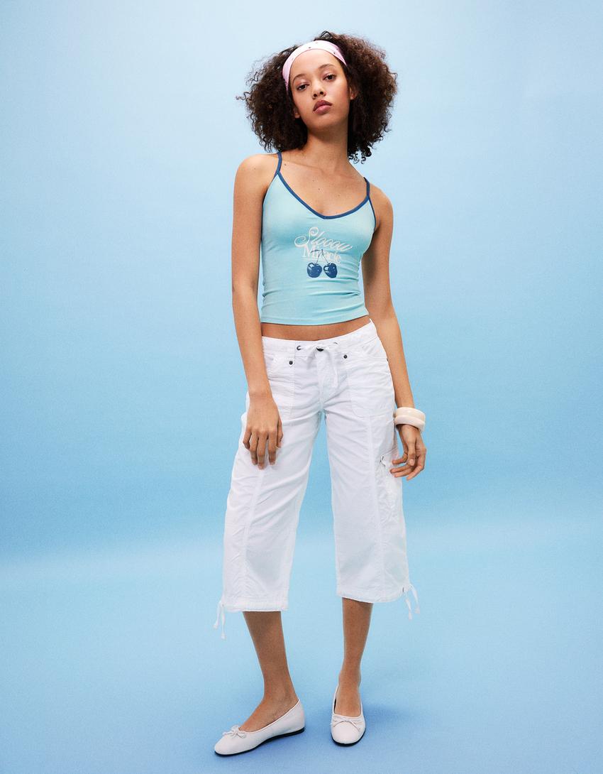 Top tirantes print-Azul claro
