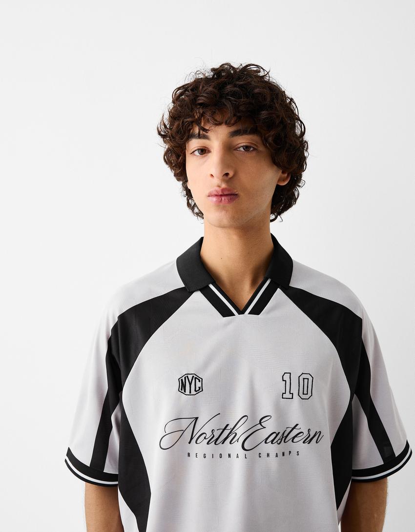 Short sleeve sports jacquard T-shirt-Grey