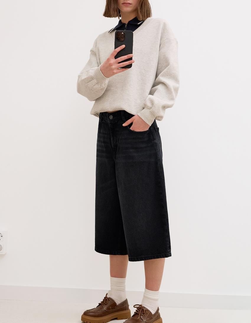 Denimbermudas baggy-Svart