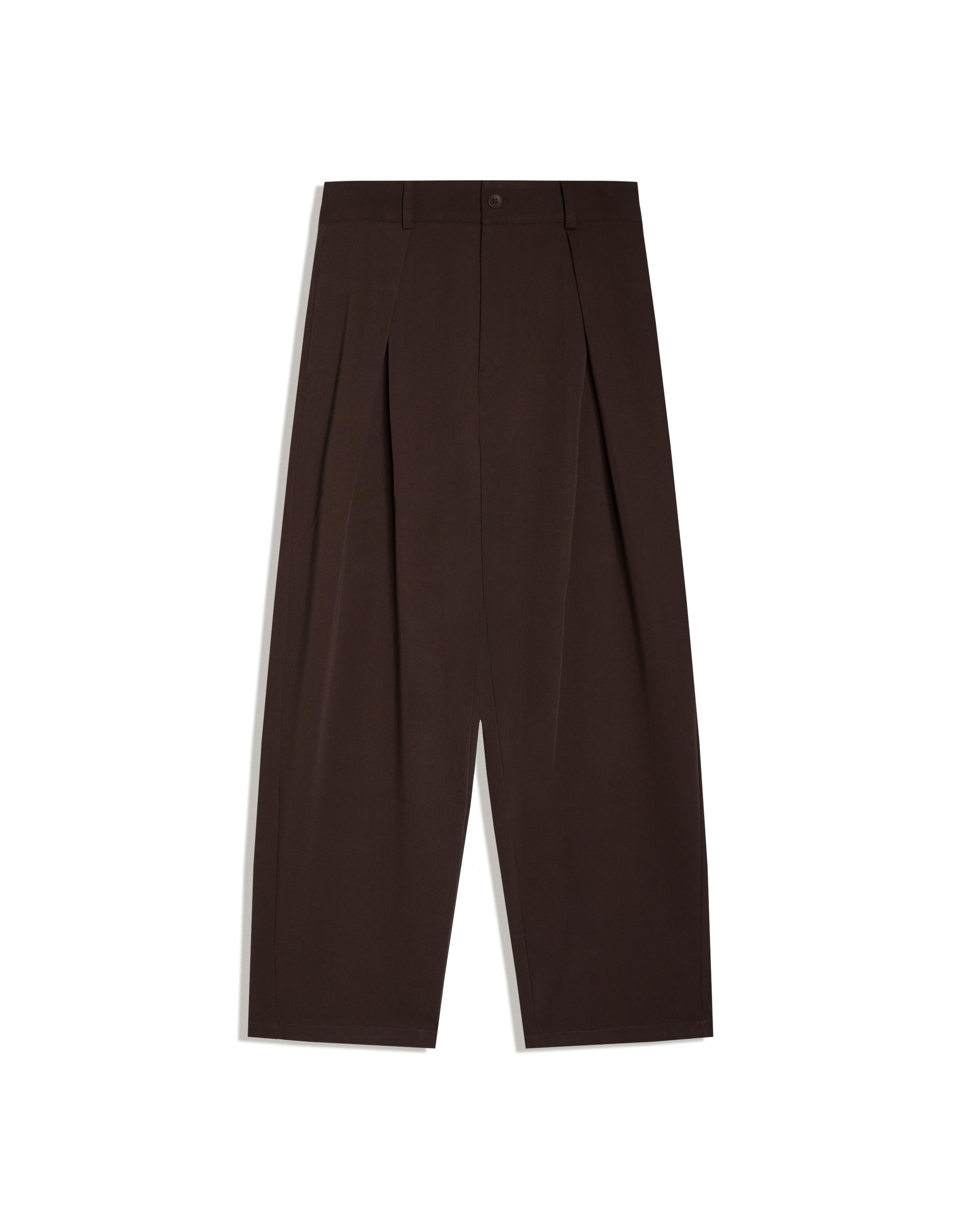 Pleated baggy trousers — Brown