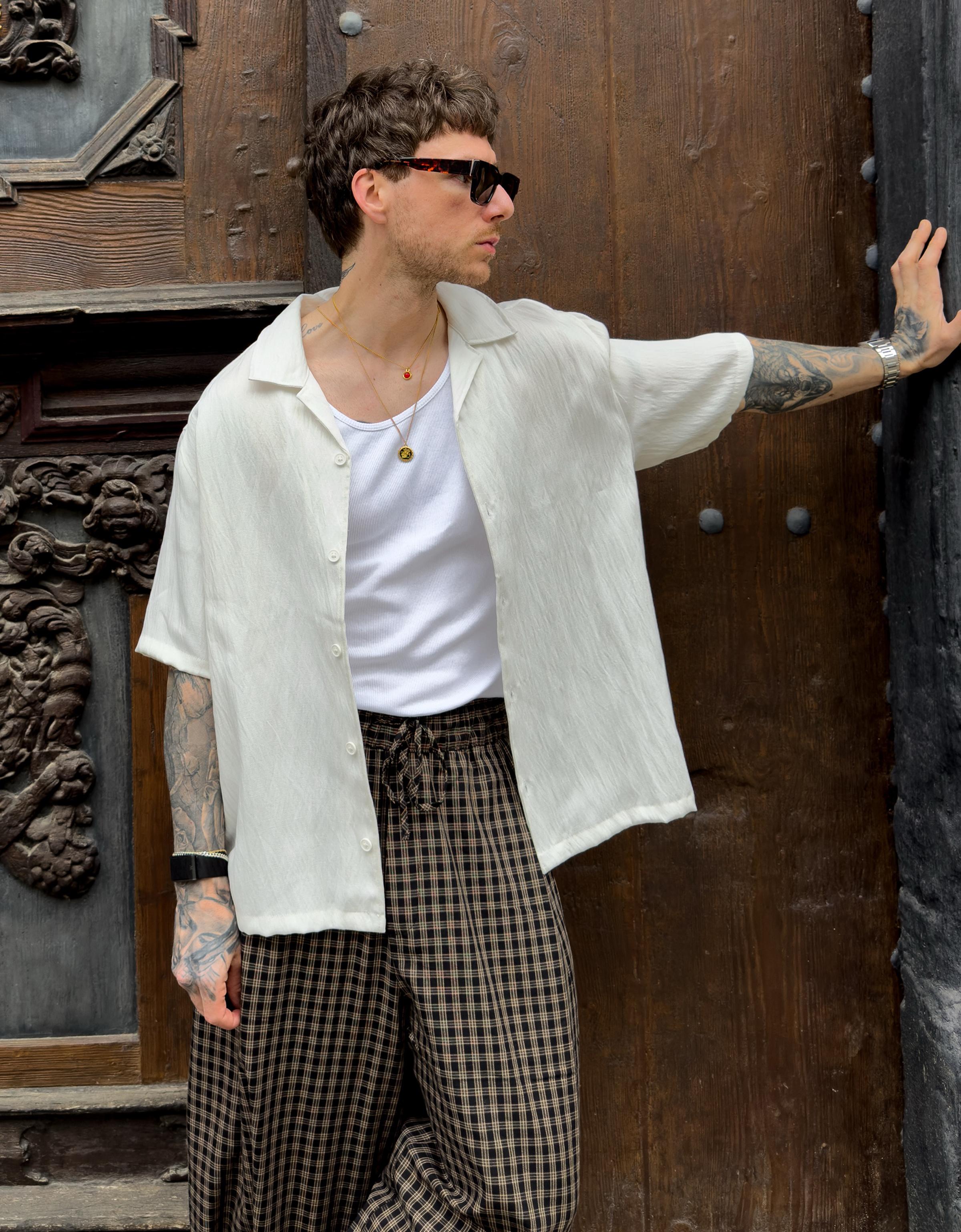 Rustic short sleeve shirt — White