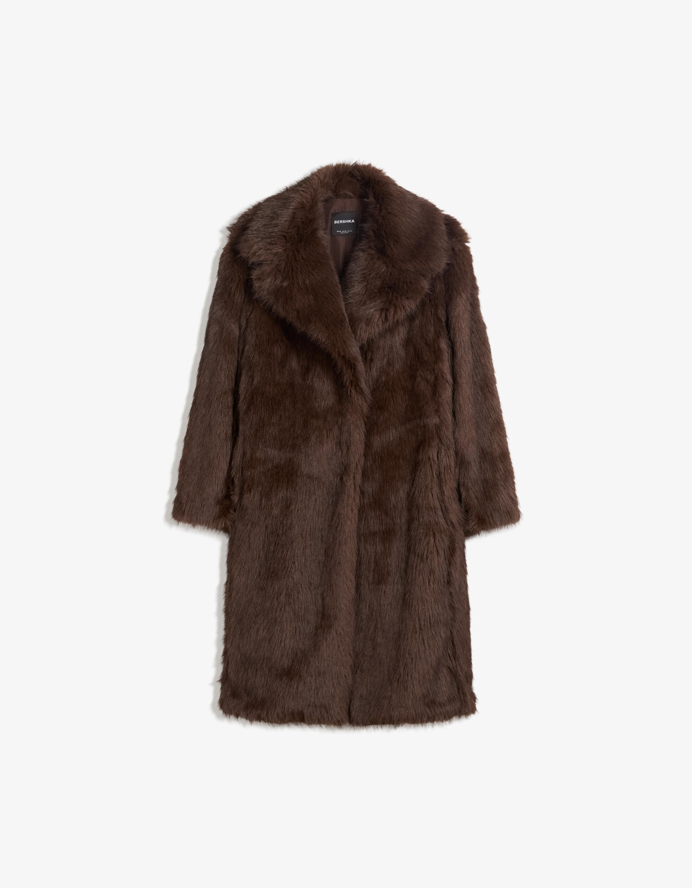 Long faux fur coat — Brown