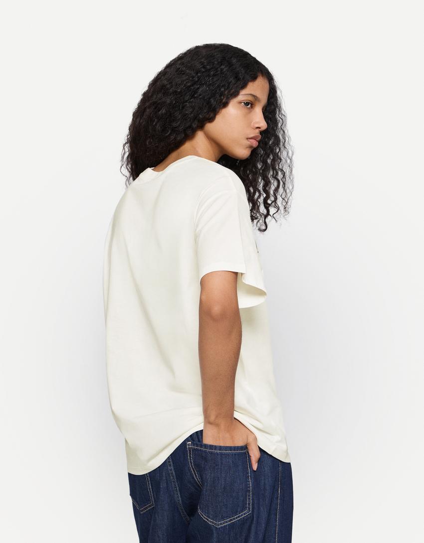 Short sleeve T-shirt with print-Cream