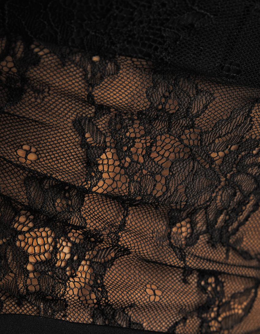 بودي بفتحة خلفية ورباط وأكمام قصيرة-أسود-6