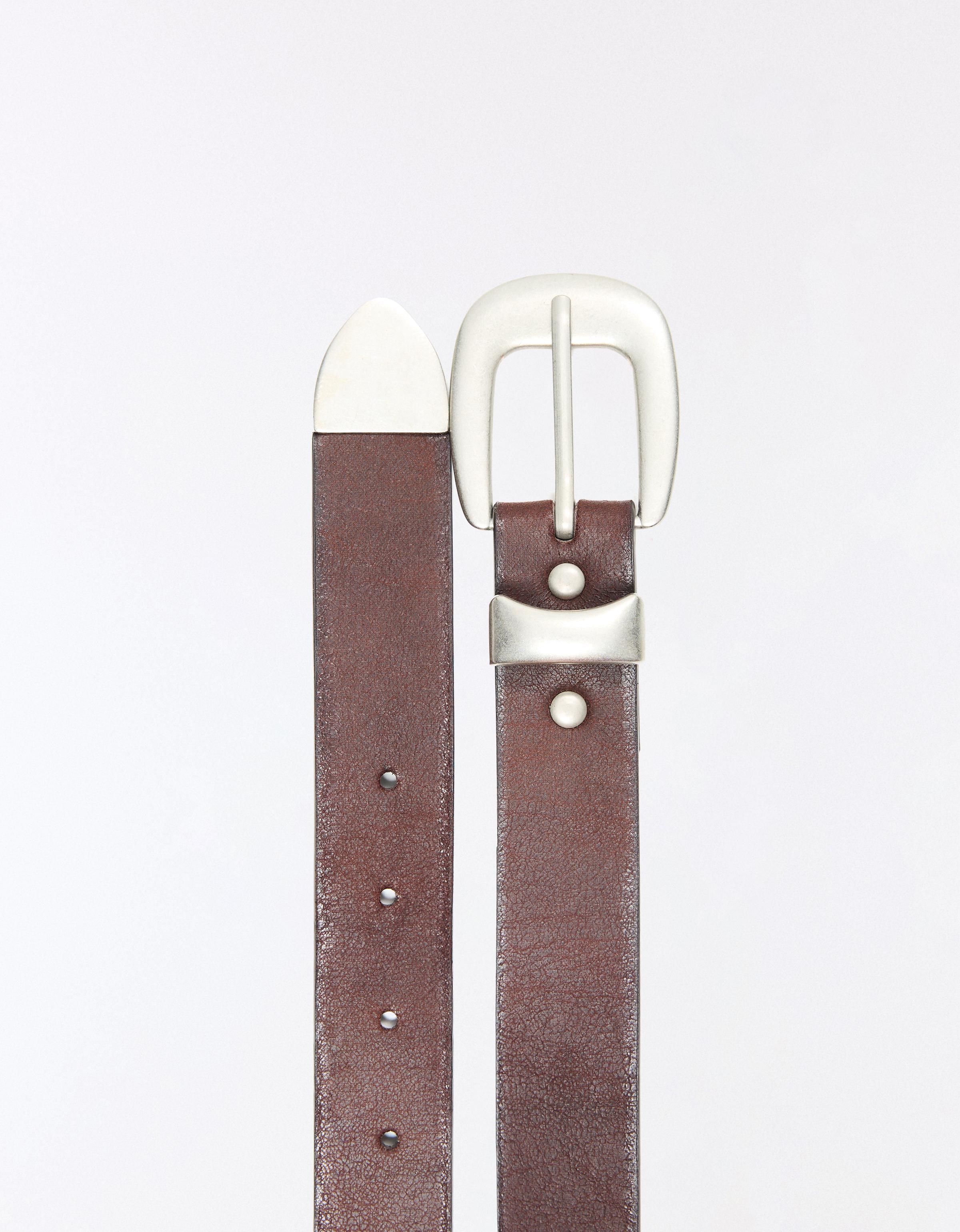 Belt with tip buckle — Brown