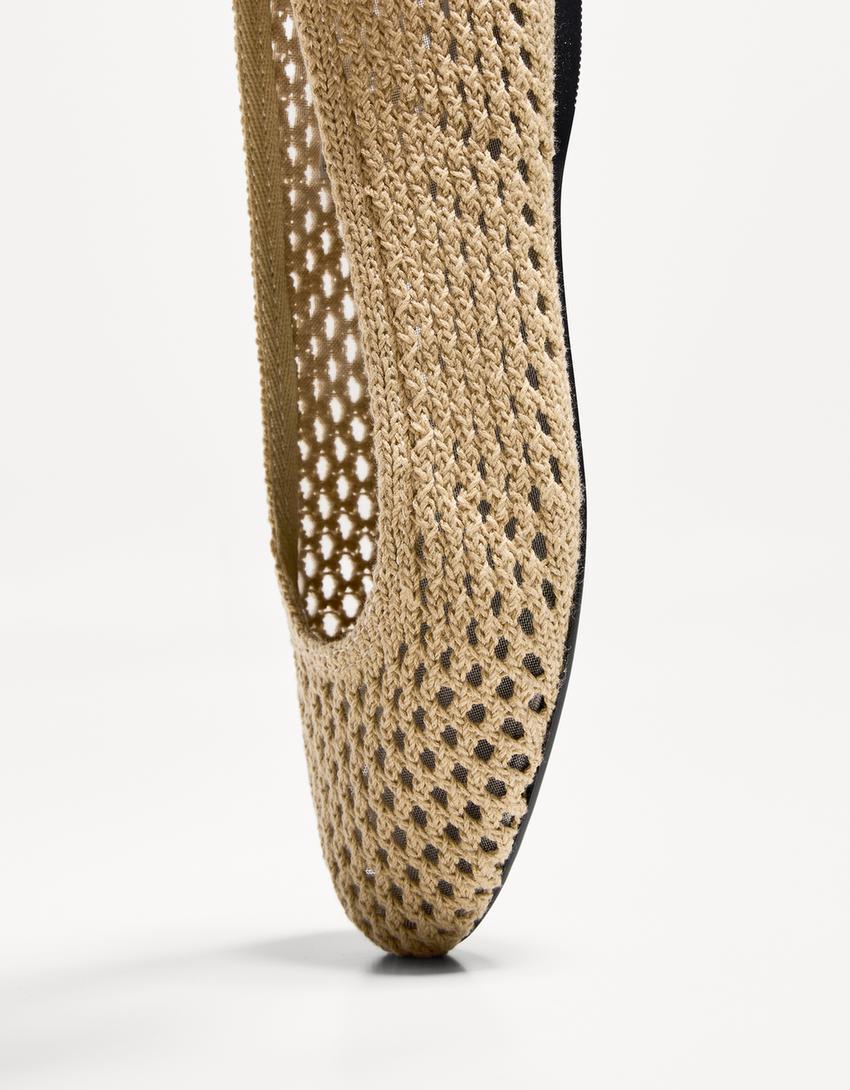 Ballerines tressées-Sable