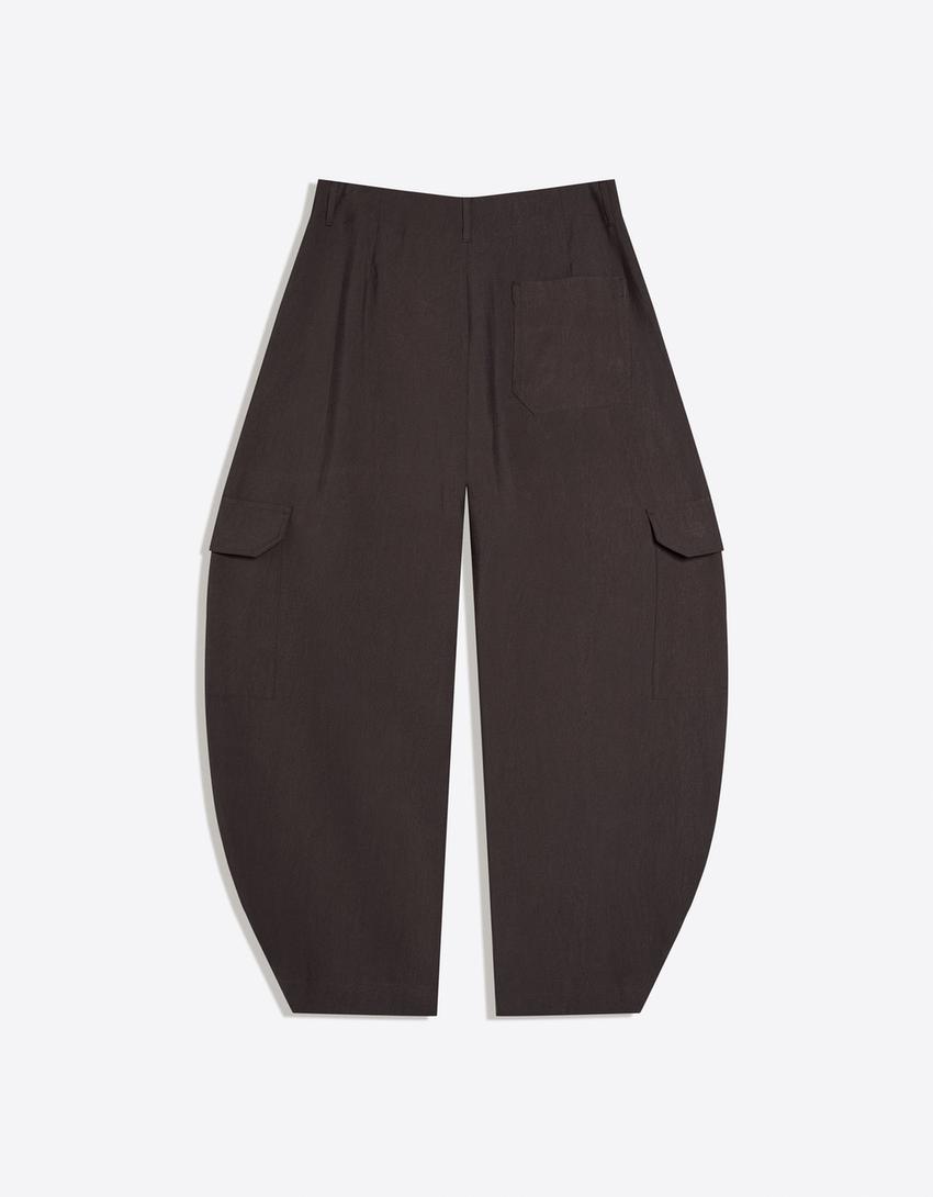 Flowing barrel cargo trousers-Dark grey