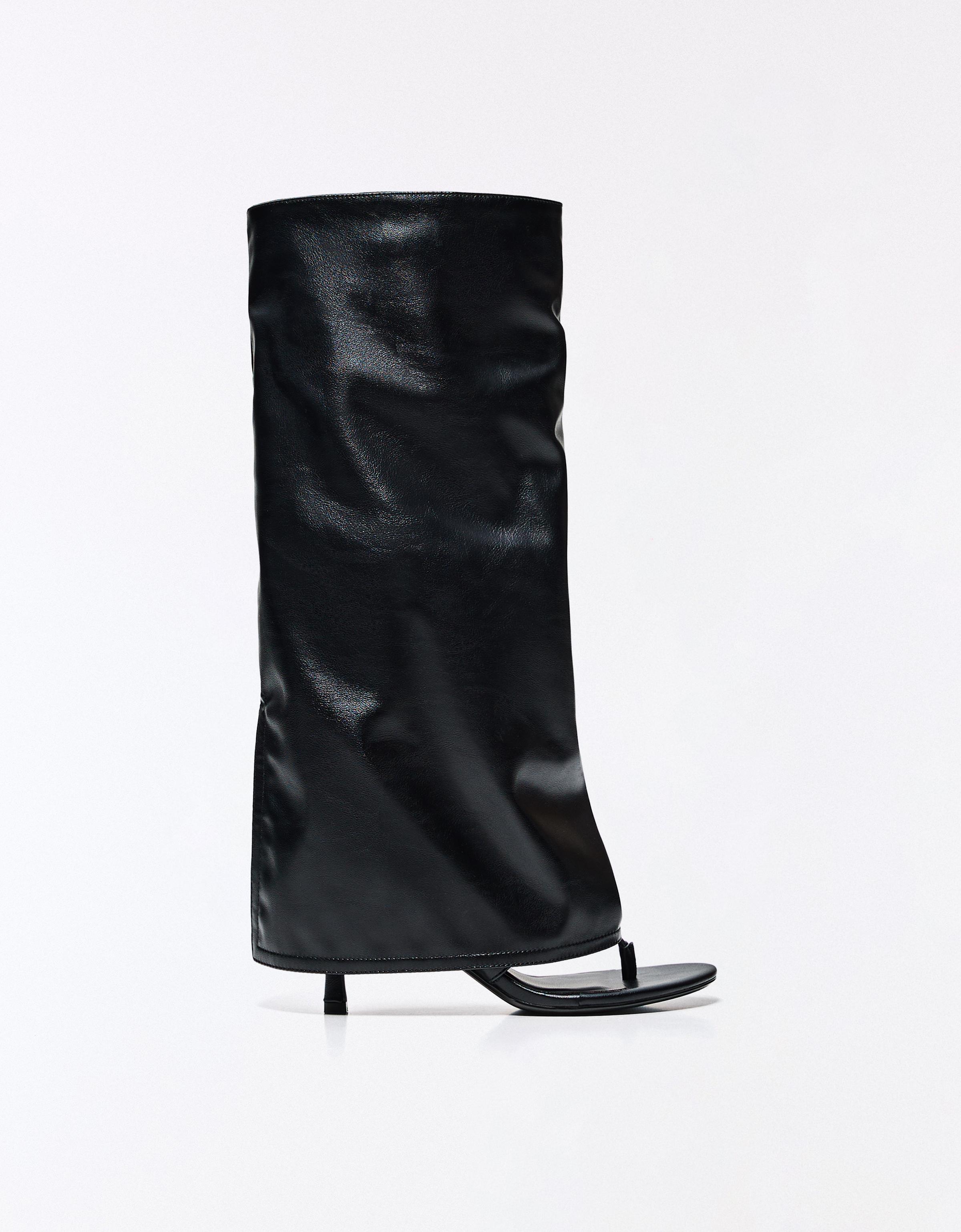 Sandalia Tacón Thong Pantalón Mujer 39 Negro
