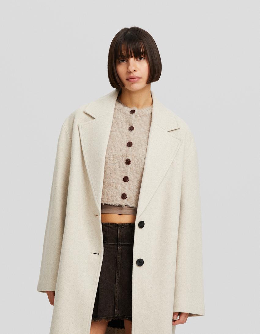 Manteau long soft-Sable-1