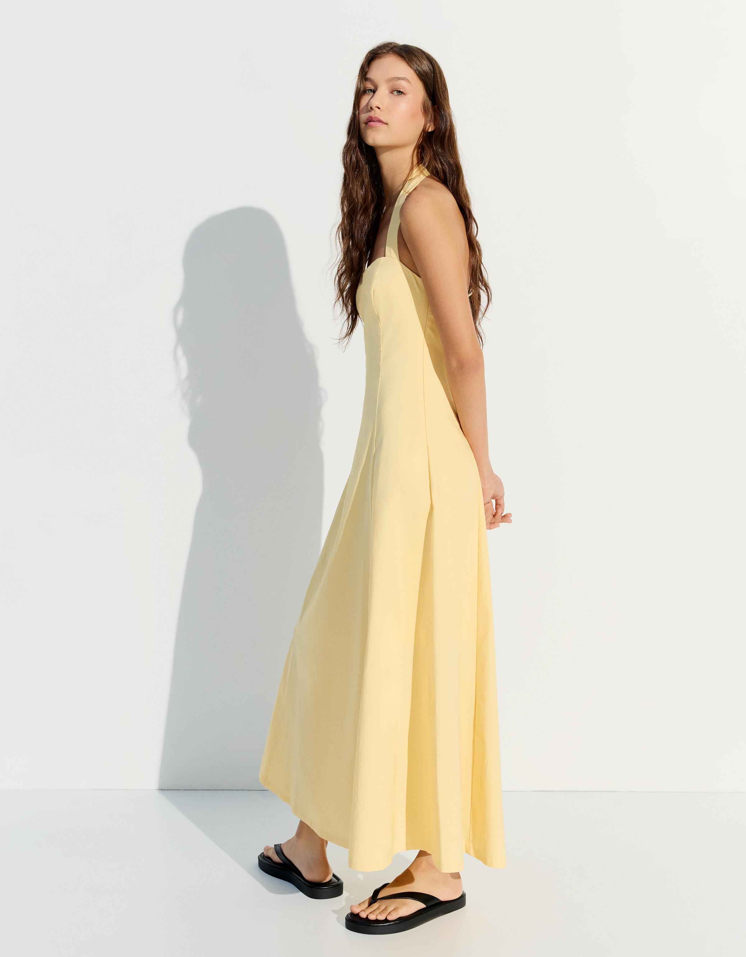 Halterneck midi dress — Yellow