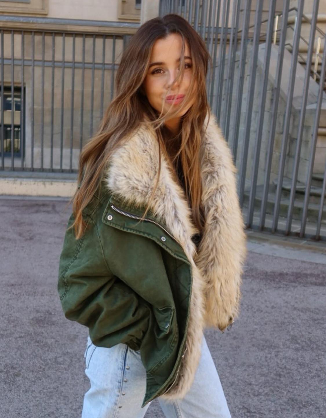 Blouson col fausse fourrure