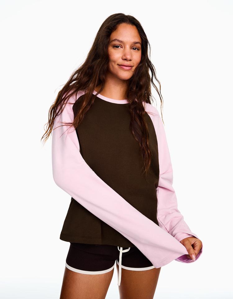 Raglan round neck jumper — Brown