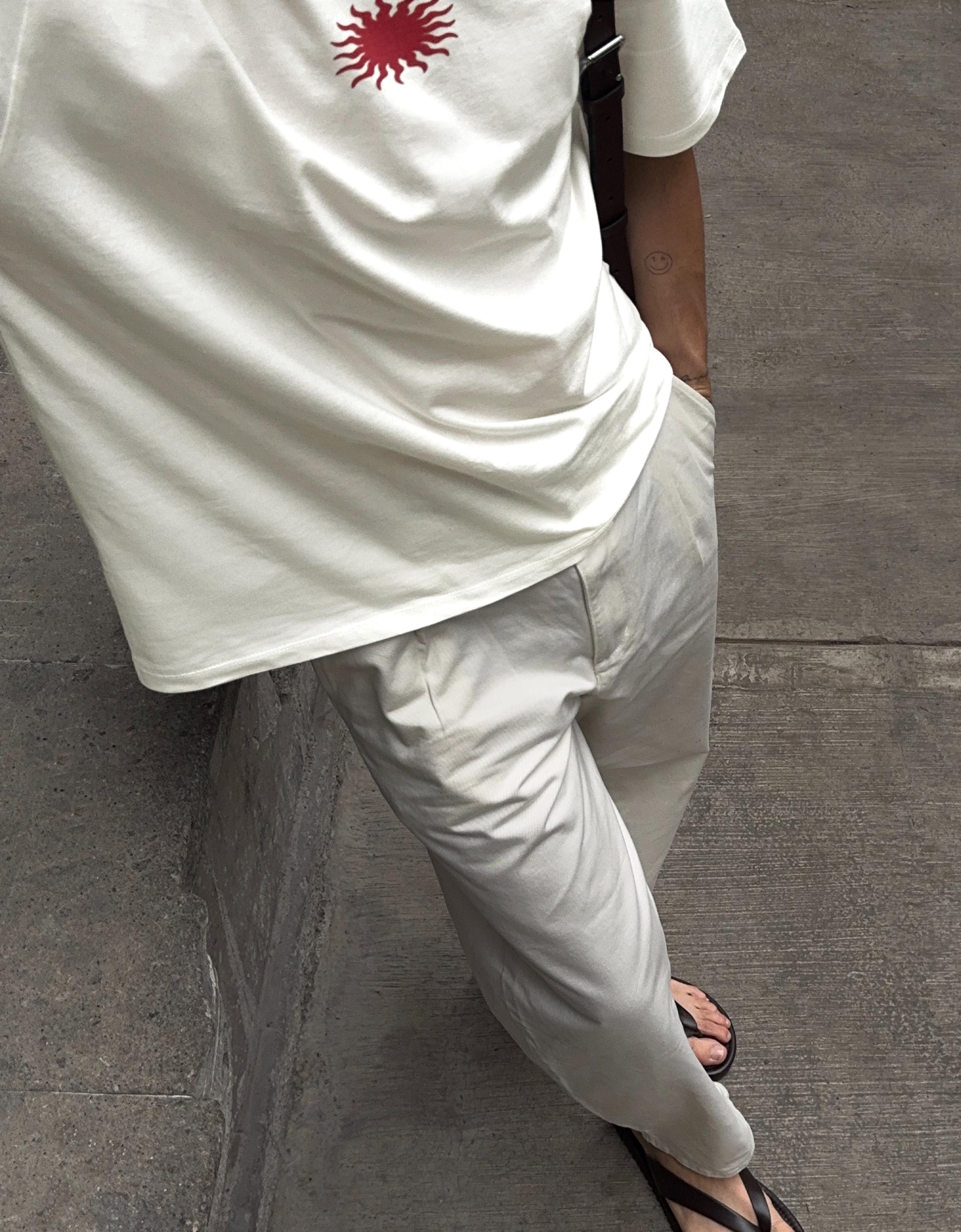 Boxy fit print T-shirt — Off white
