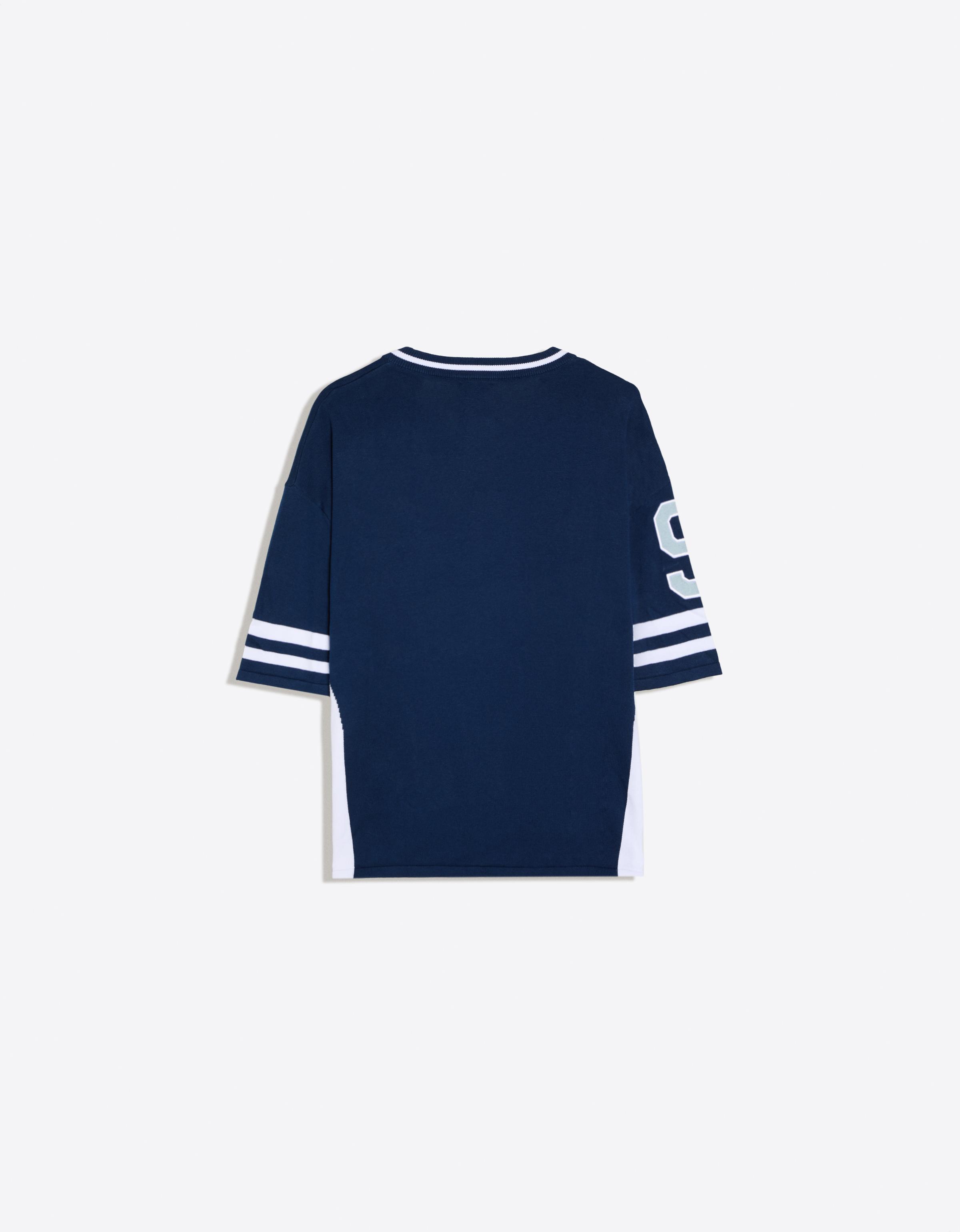 Printed V-neck T-shirt — Navy