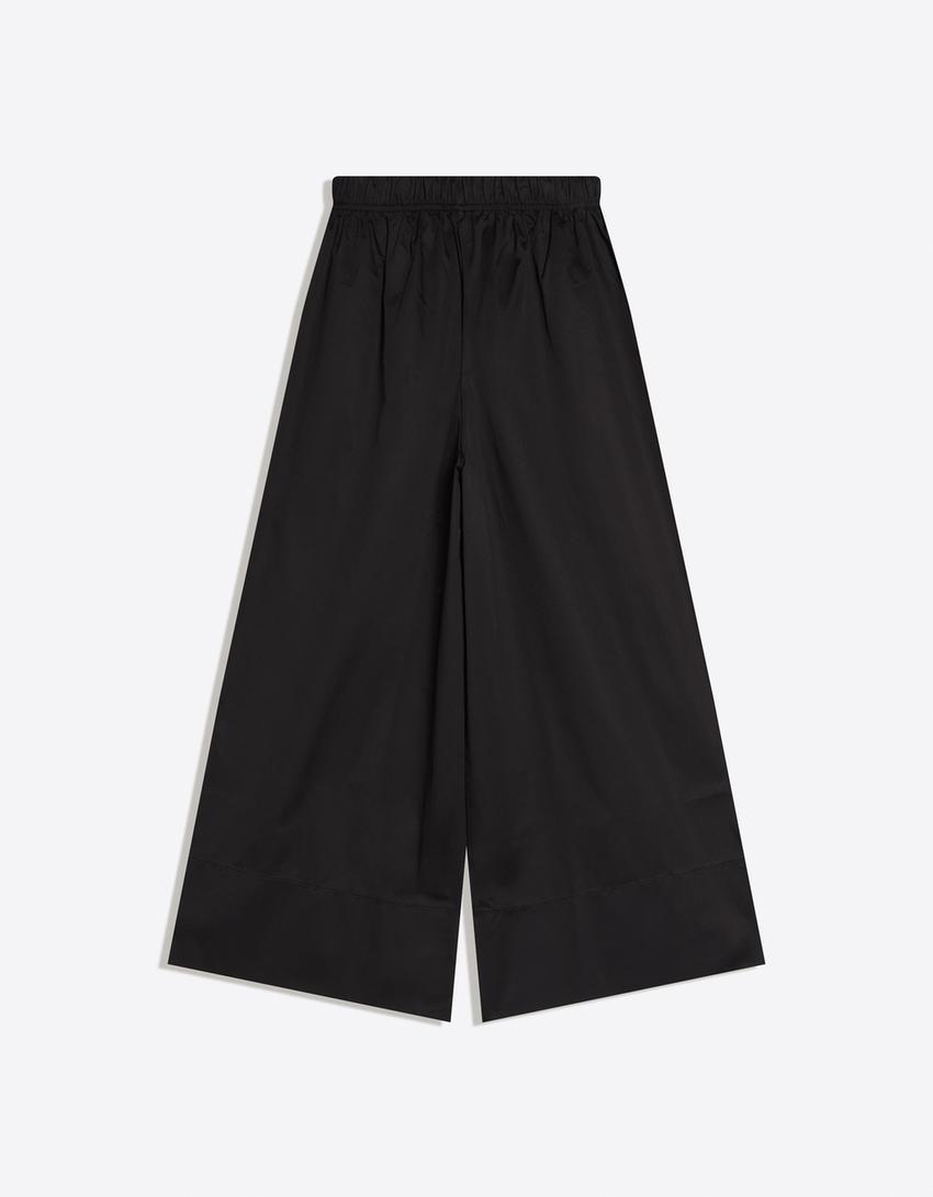Poplin culotte trousers-Black