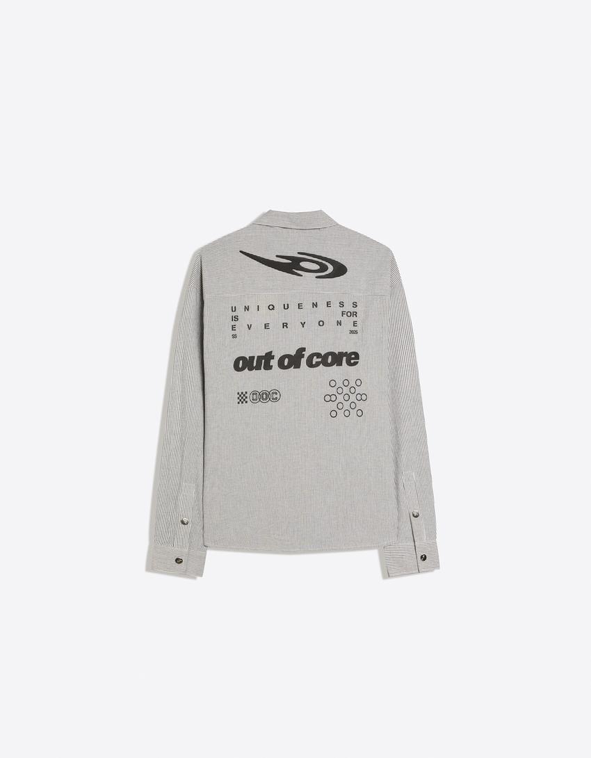 Camisa de manga comprida listrada OUT OF CORE-Branco / Preto