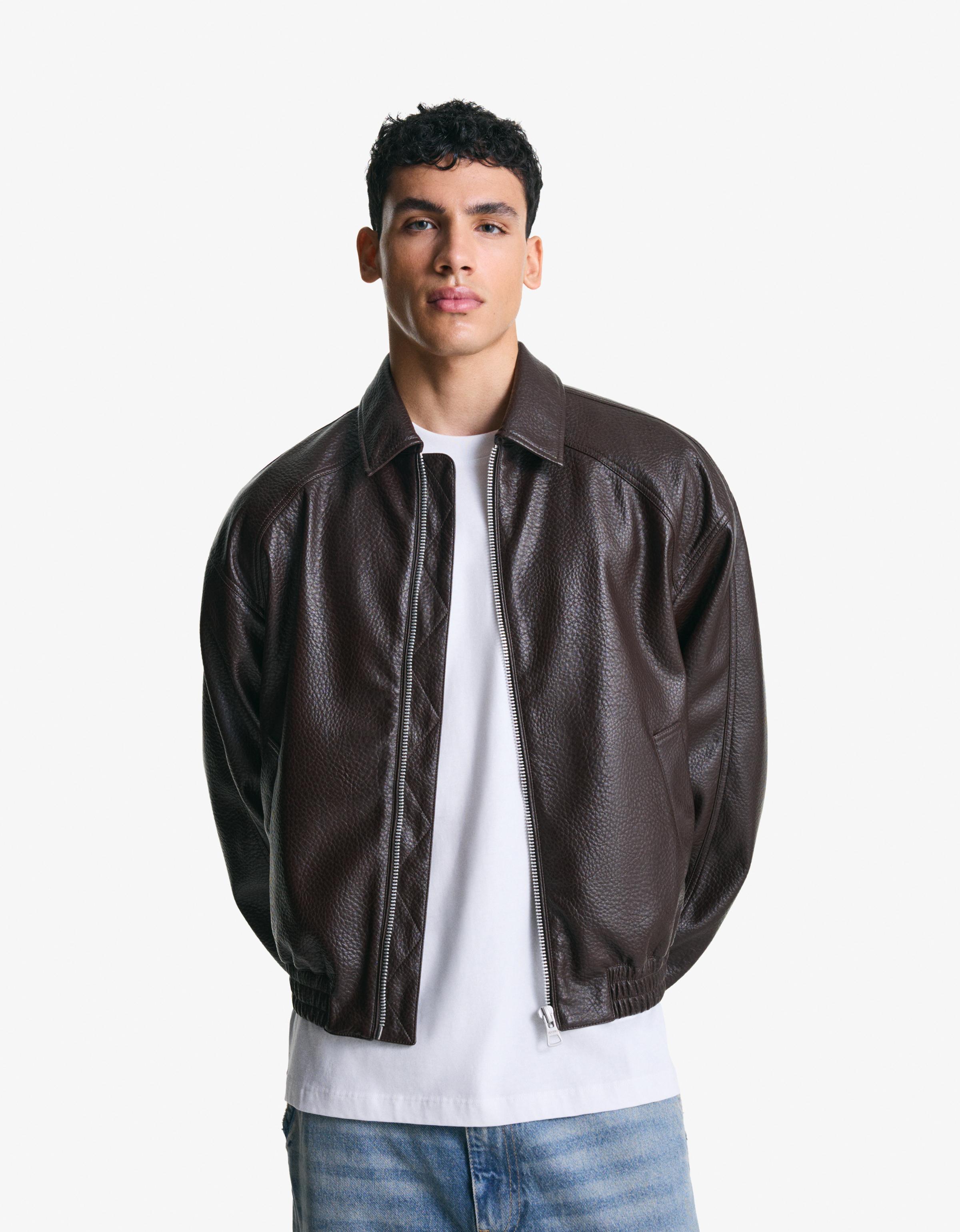 Bershka Kunstlederjacke Herren Xl Braun