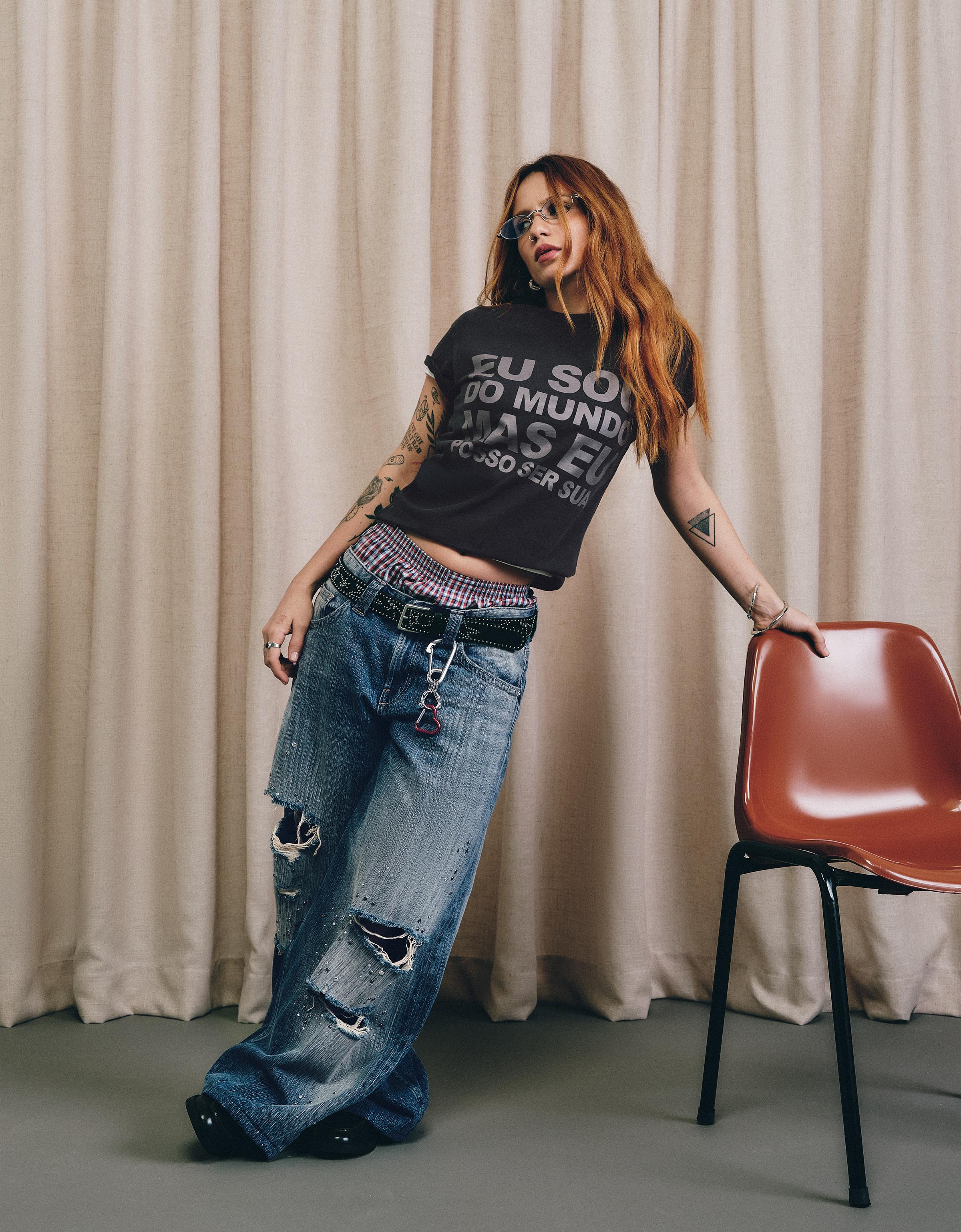 Jeans Baggy Rotos Carol Biazin Collection Mujer 36 Azul