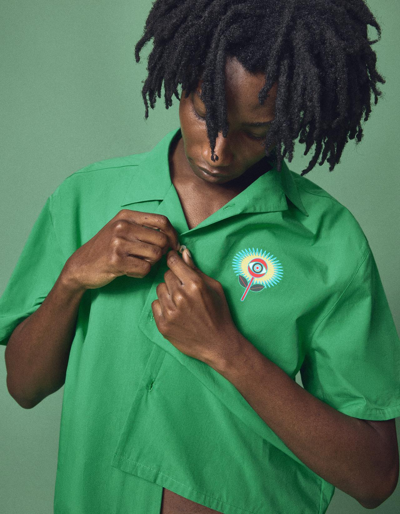 Short sleeve print shirt JUN IONEDA — Green