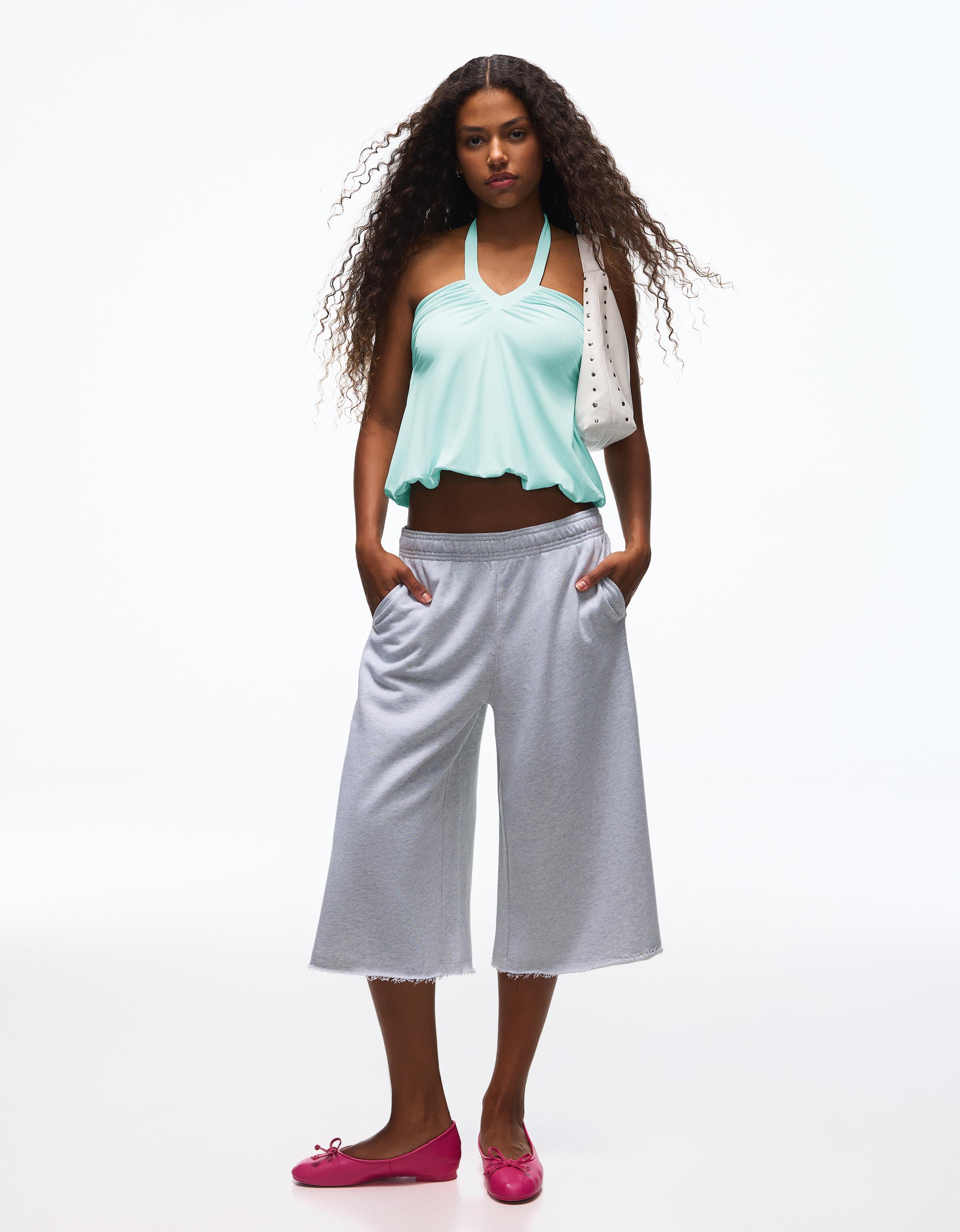Halter peplum top — Turquoise