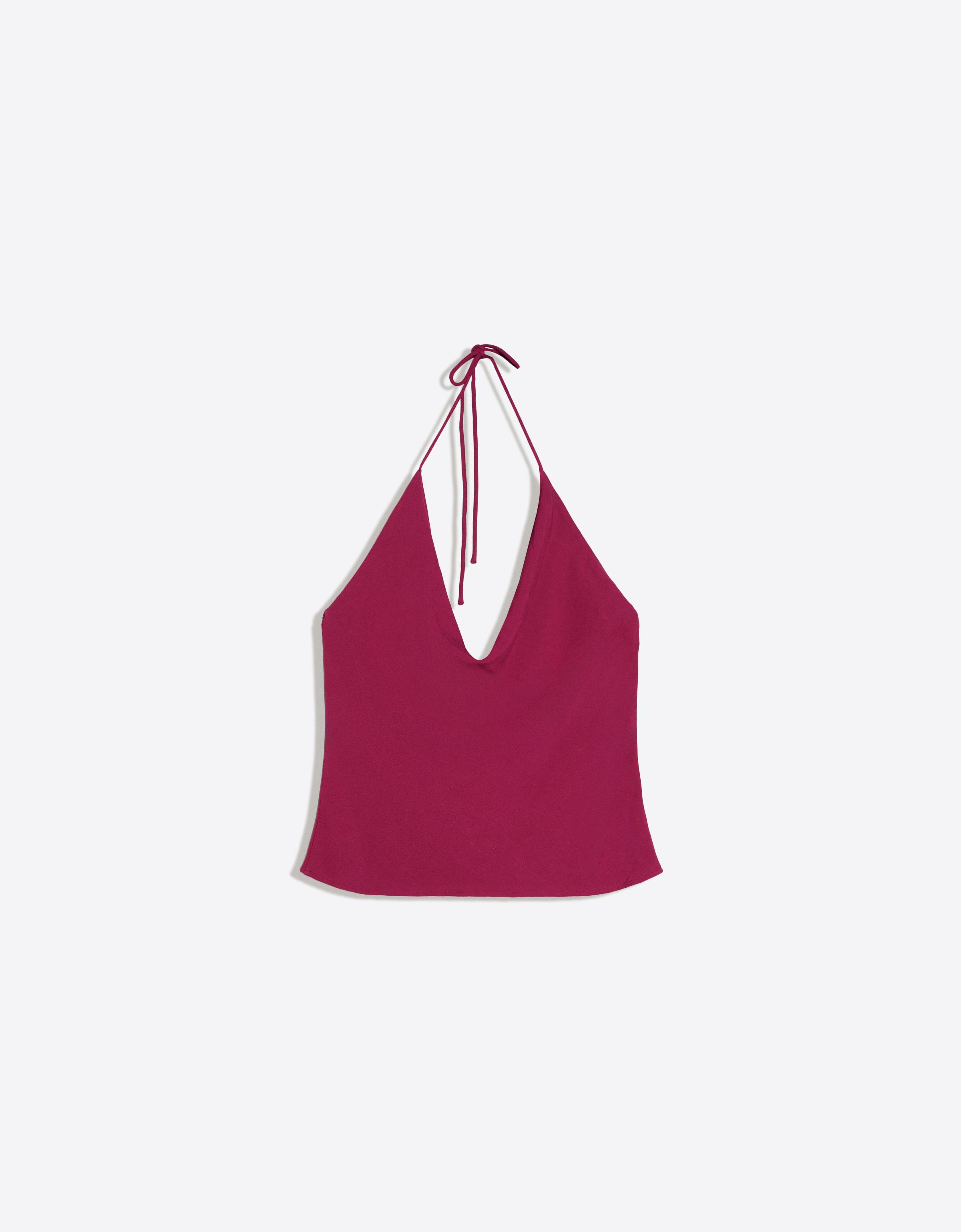 Draped halter top — Maroon