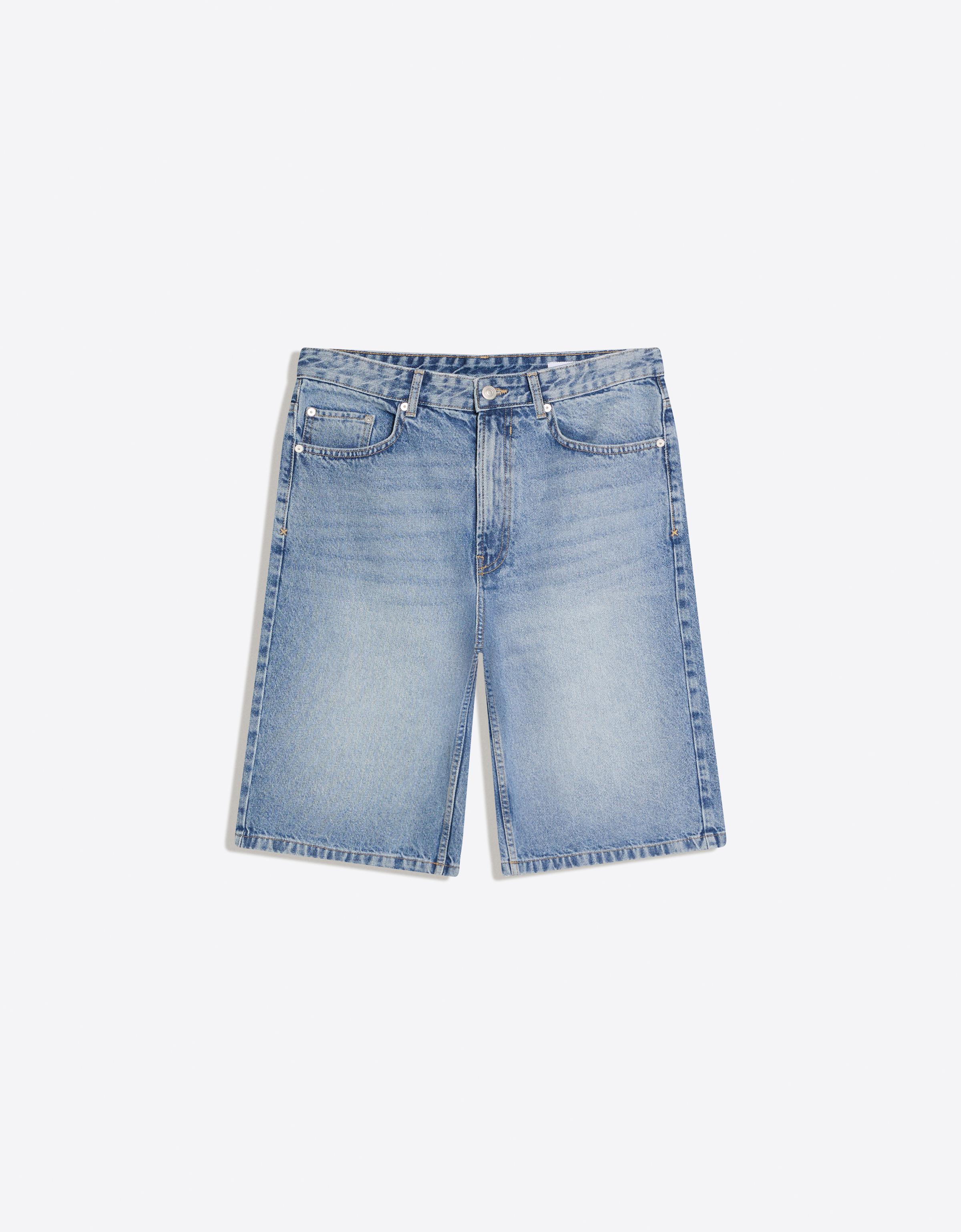 Bershka Baggy fit denim bermuda görsel 8