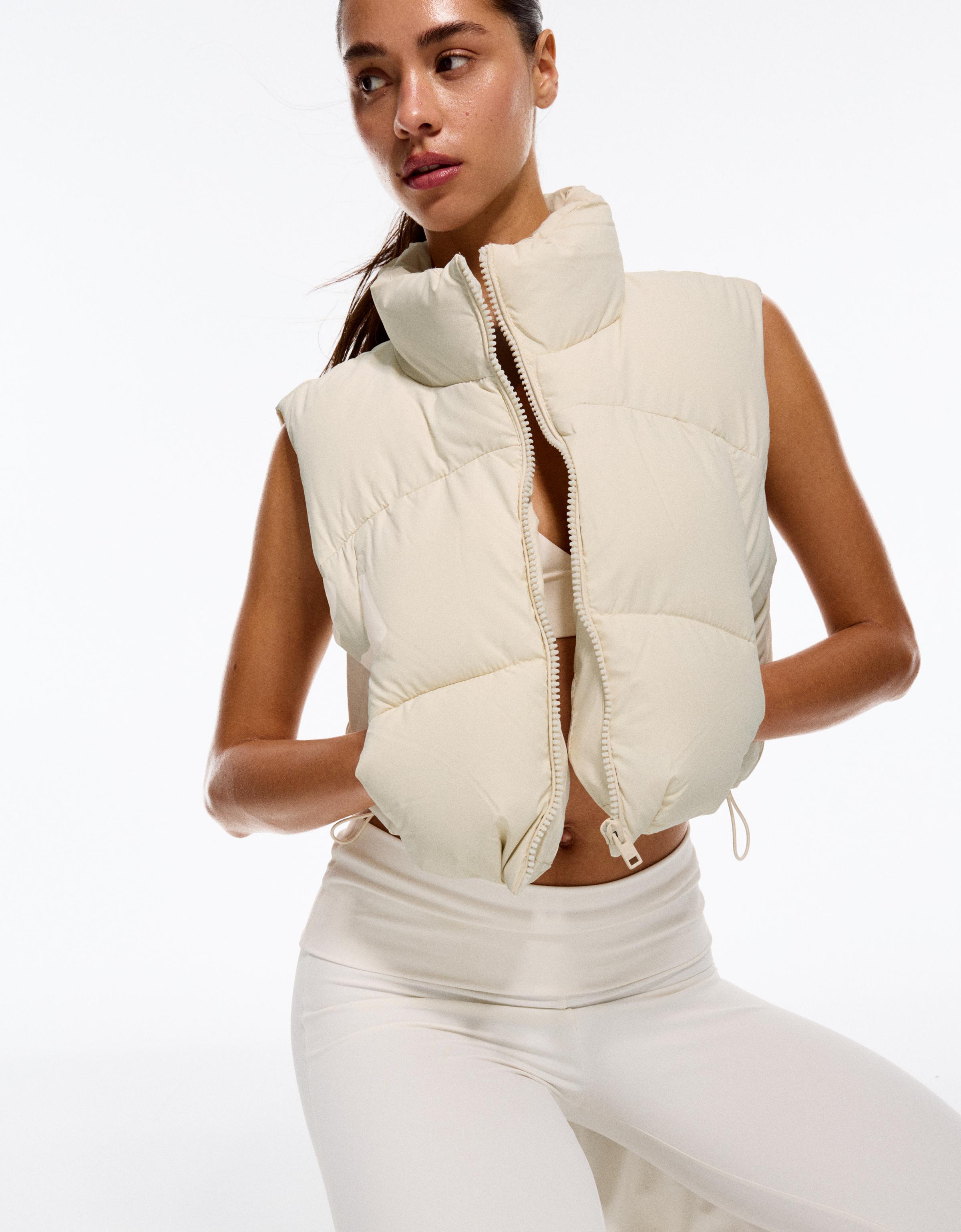 Chaleco Cropped Mujer M Blanco