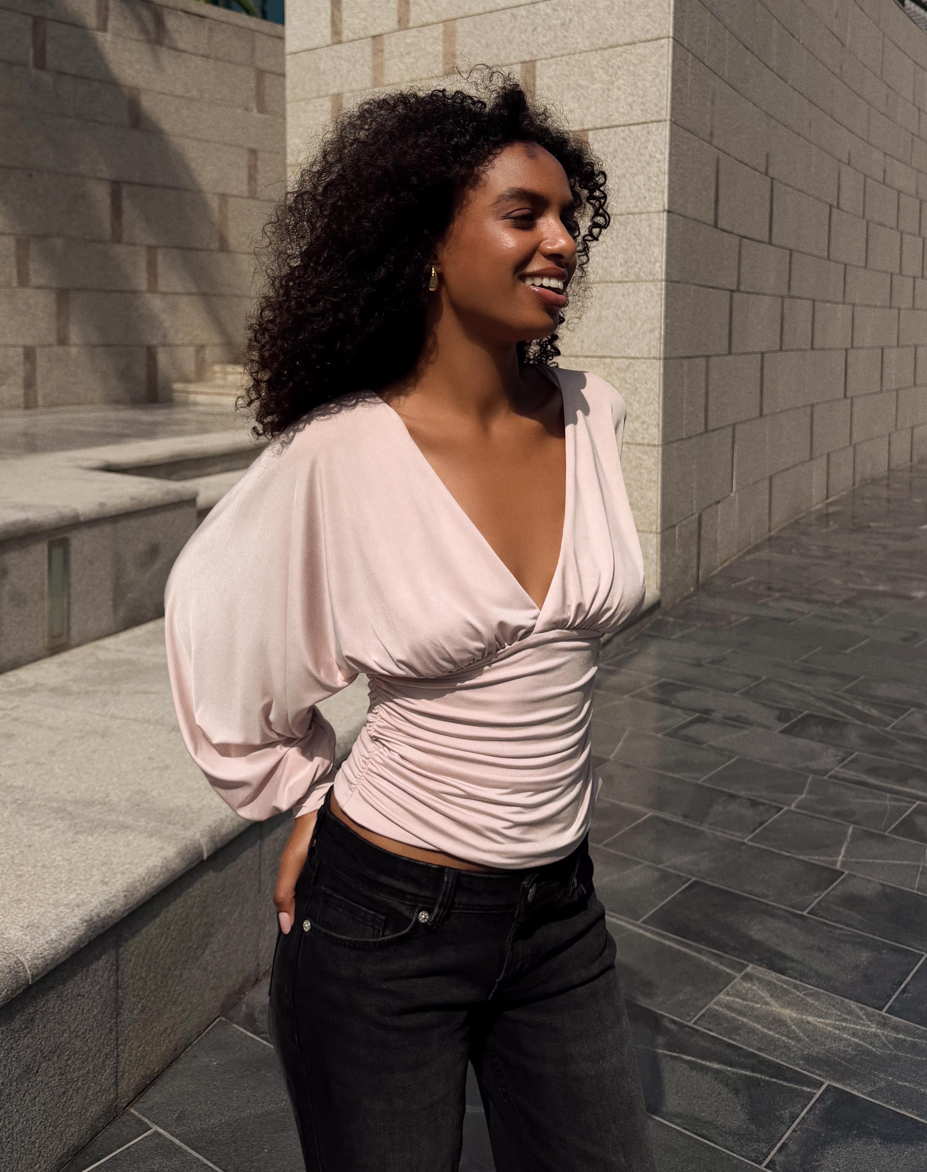 Uzun kollu büzgülü top - Görsel 30