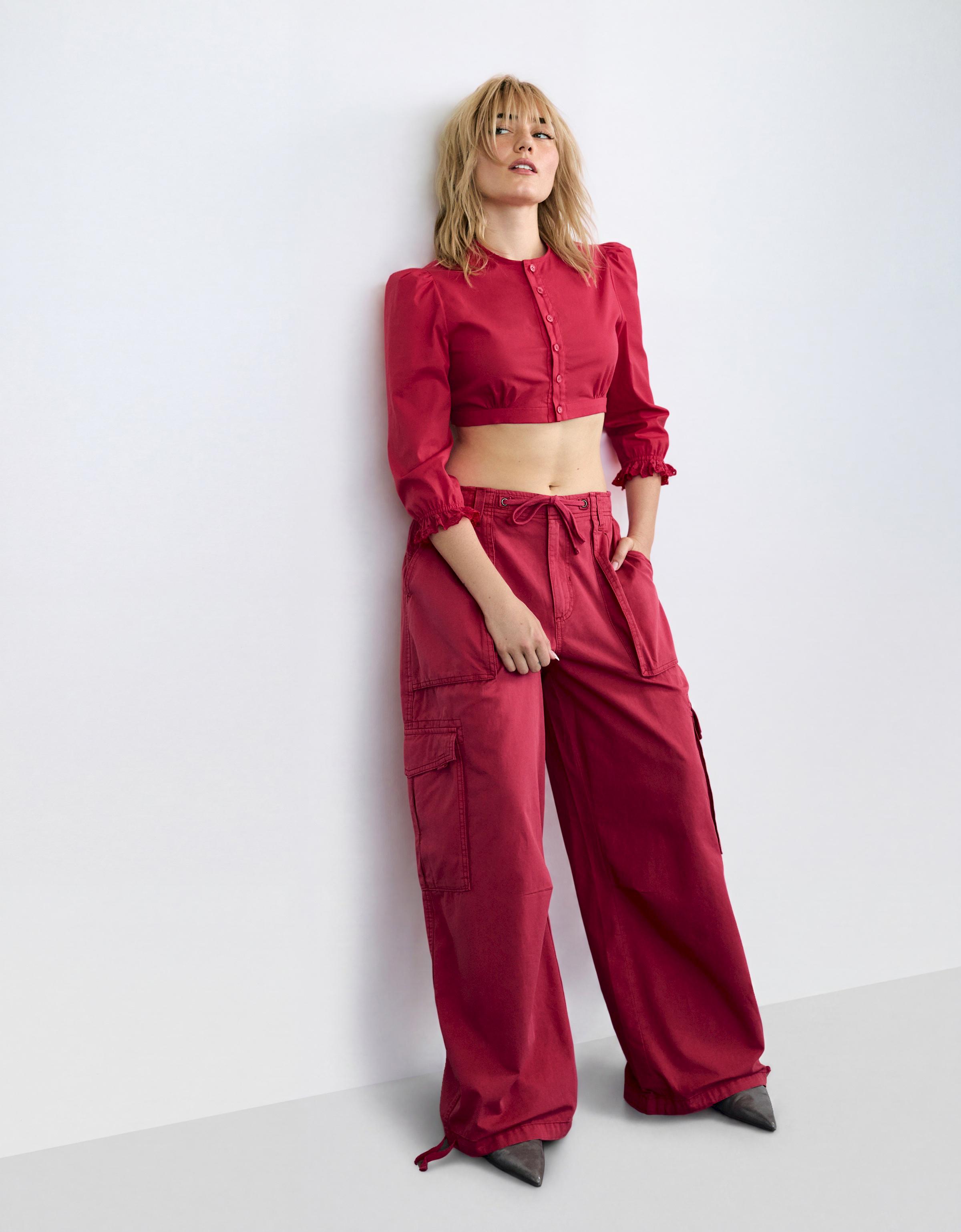 Parachute cargo trousers — Red