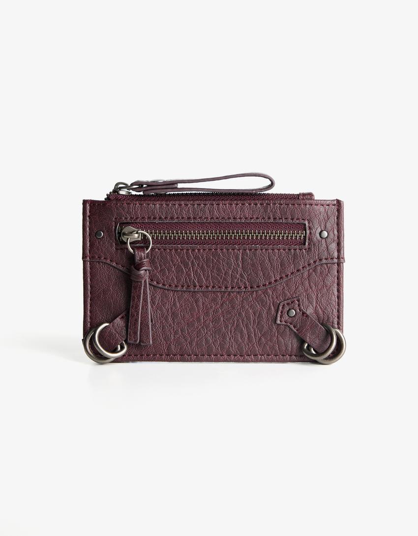 Portacarte effetto consumato-Bordeaux