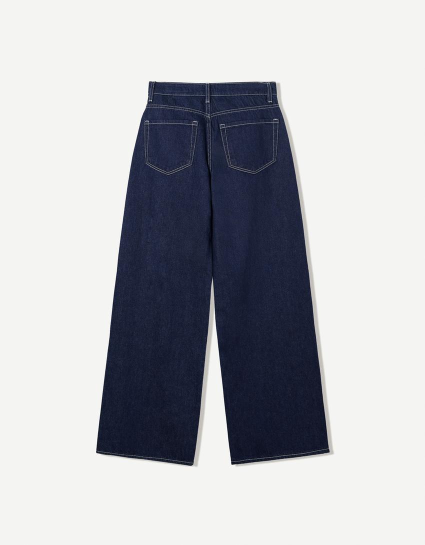 Wide-leg jeans-Navy