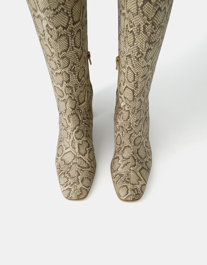 Bottes talon large imprimé animal-Serpent-4