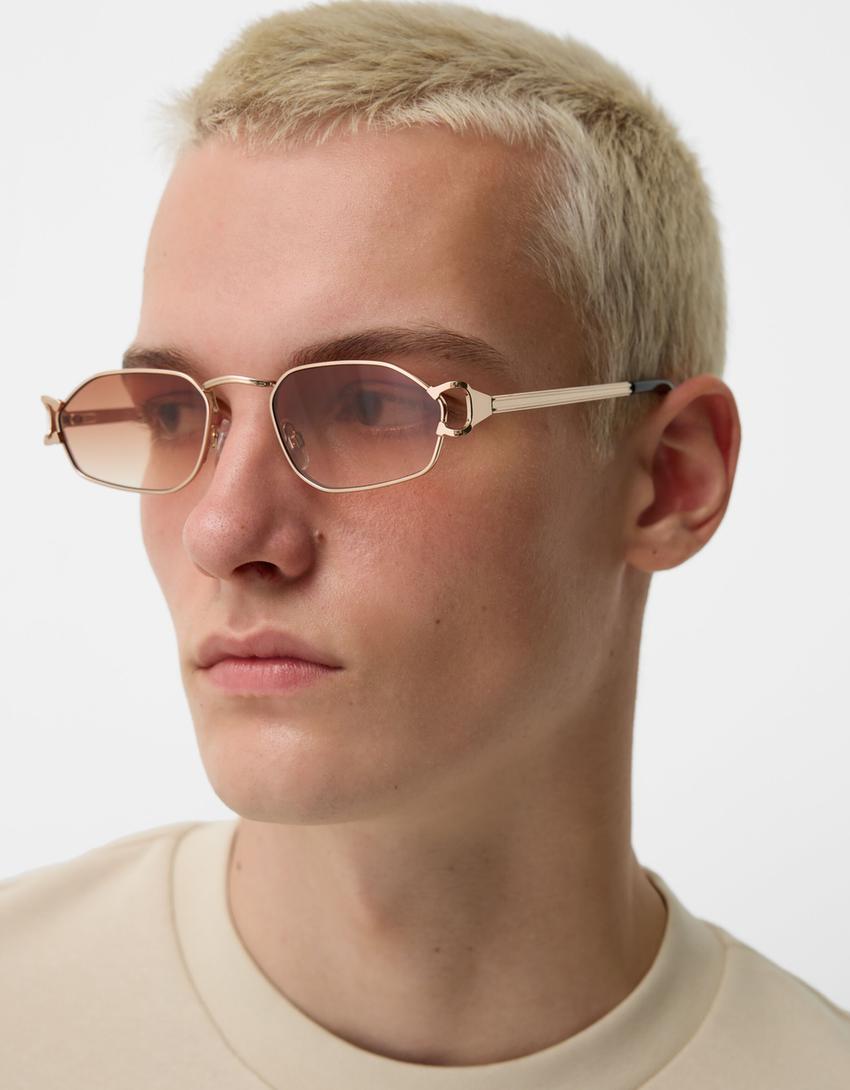 Lunettes de soleil en métal-Marron-0