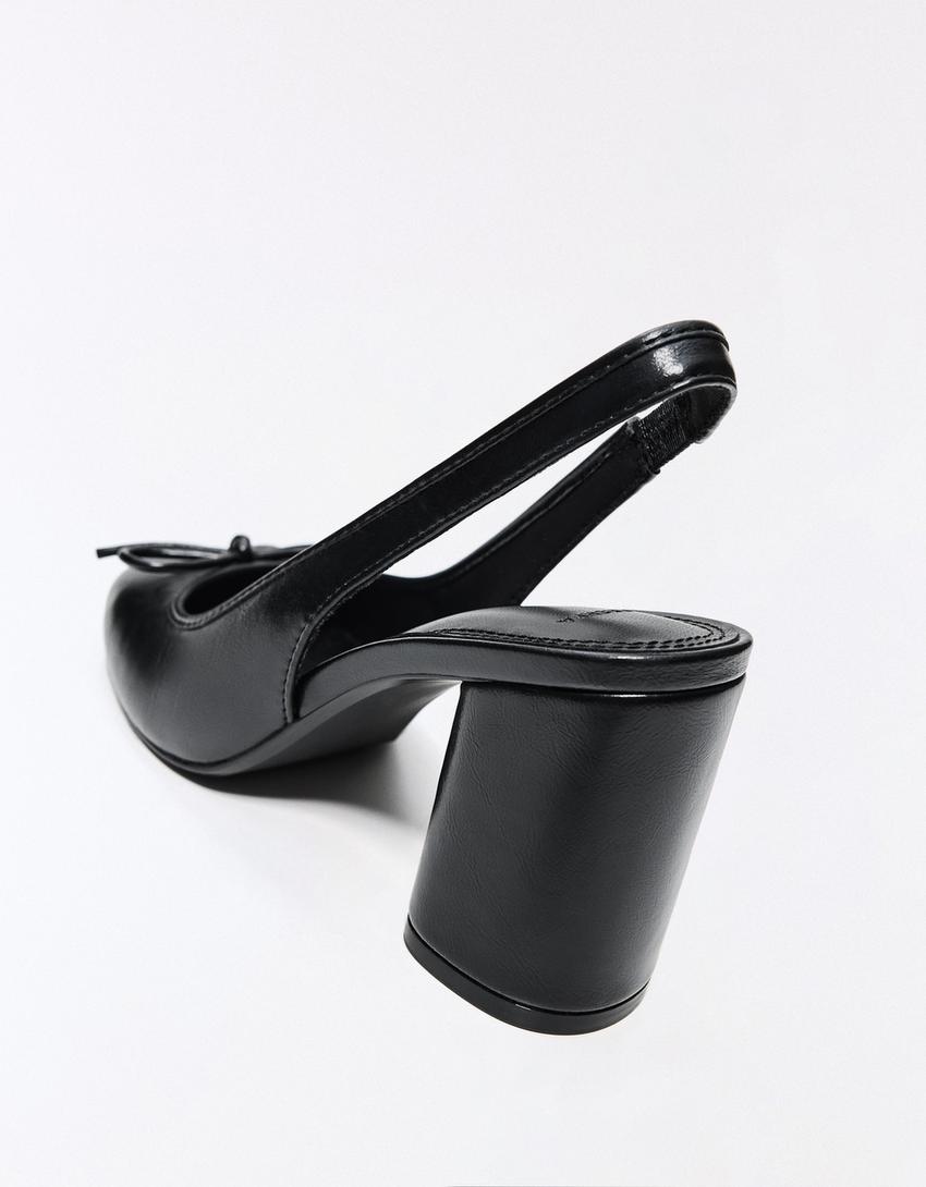 Slingback ballet flats with heels-BLACK