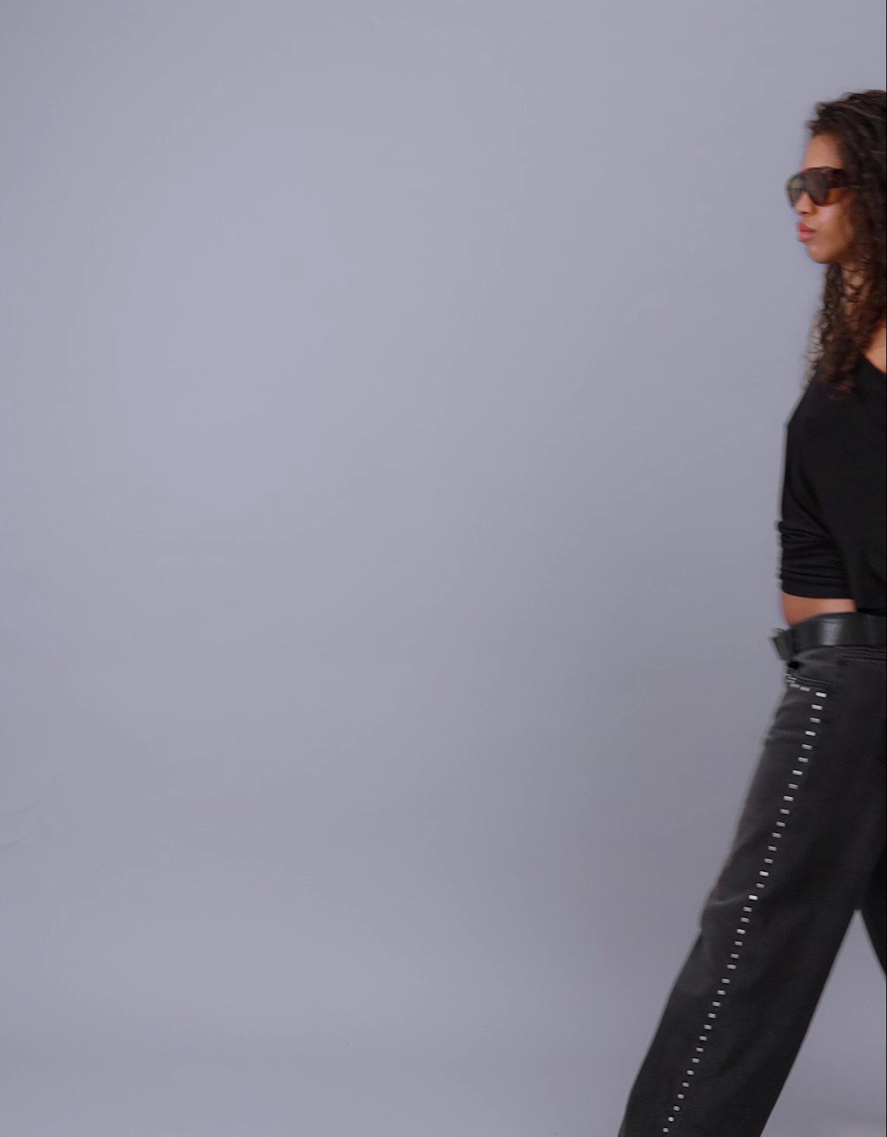 Yıldız cepli zımbalı düşük bel baggy fit jean - Görsel 9