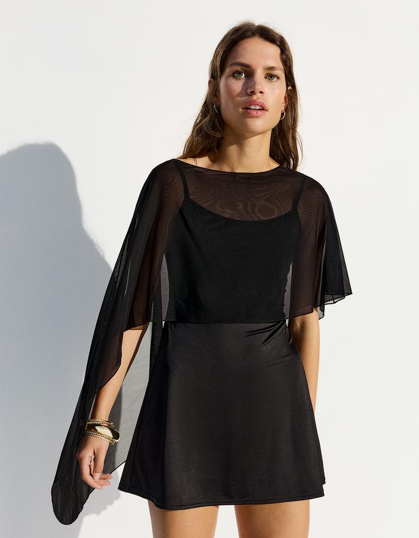 Mini dress with cape - Women | Bershka Mini dress with cape - Women | Bershka