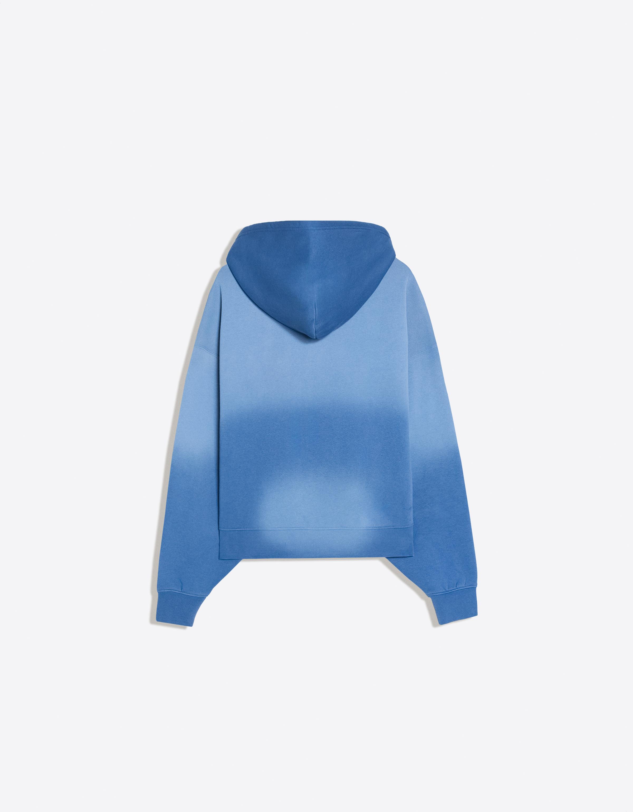 Washed effect print hoodie — Blue